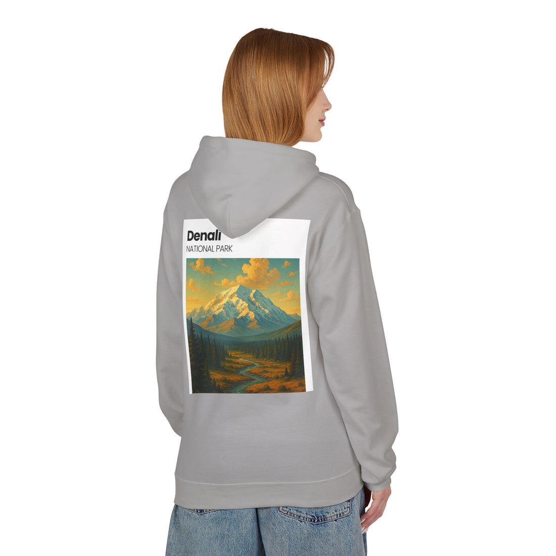 Mini Sunset Surf Patch Hoodie | Palm Tree Beach Graphic, White Chest Print