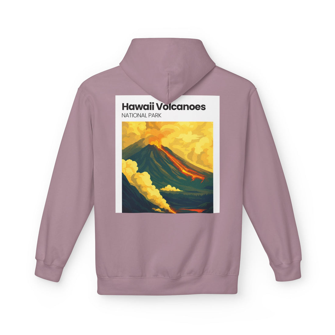 Hawaii Volcanoes National Park Volcano Illustration Hoodie | Vintage Travel Poster Style
