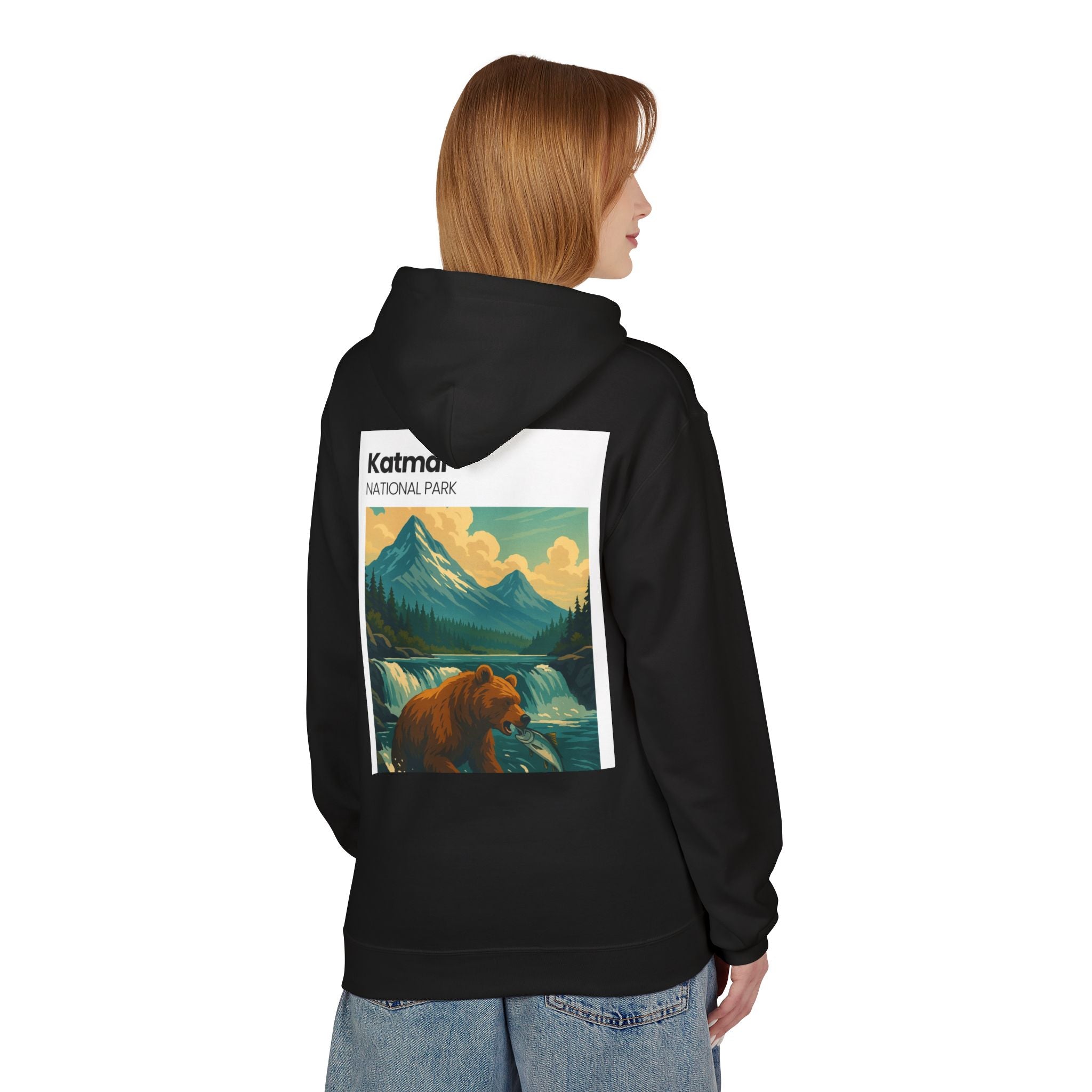 Katmai National Park Bear Hoodie | Vintage Wilderness Landscape