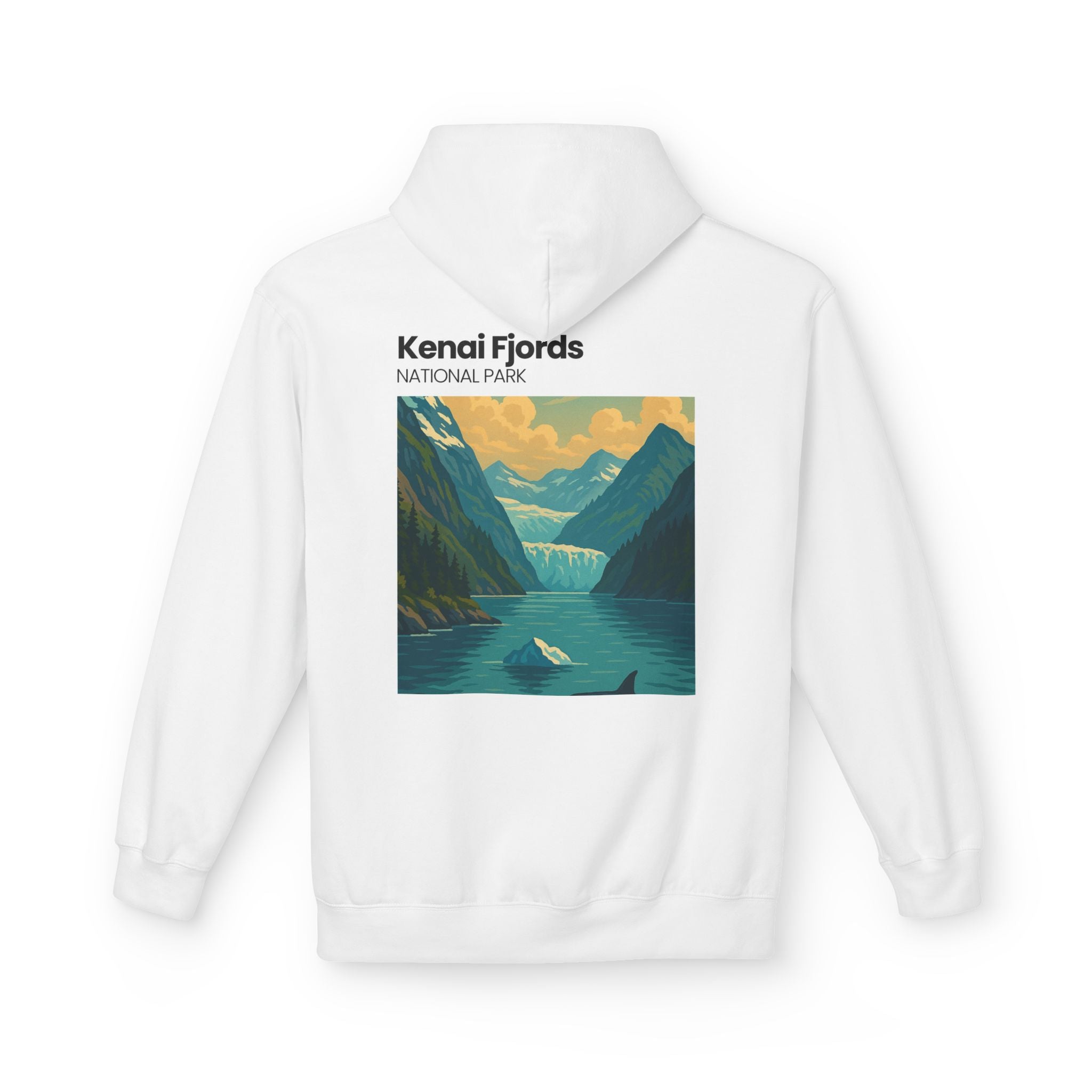Kenai Fjords National Park landscape Hoodie | Alaska fjord vintage poster
