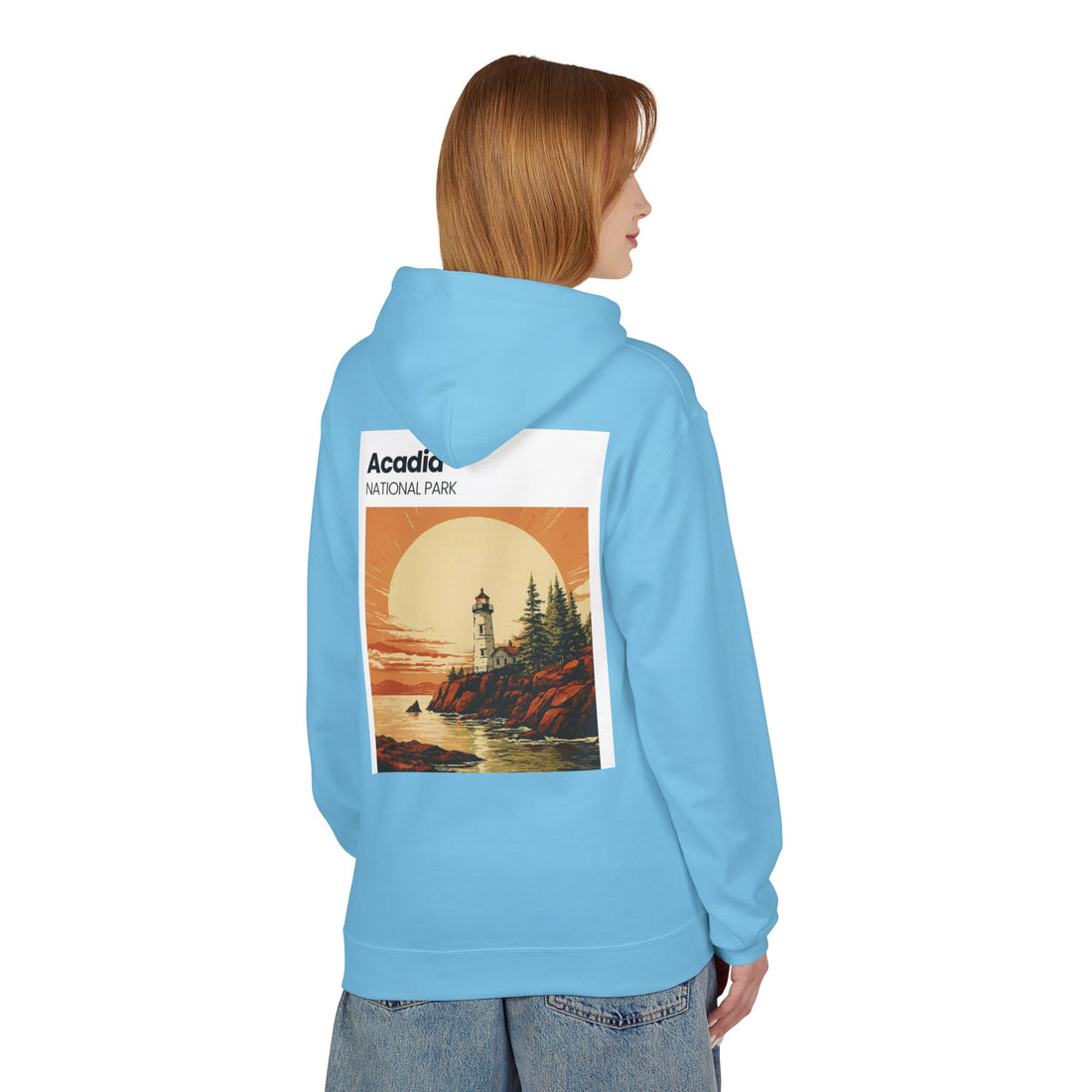 Acadia National Park Lighthouse Hoodie | Sunset Coast Vintage Poster
