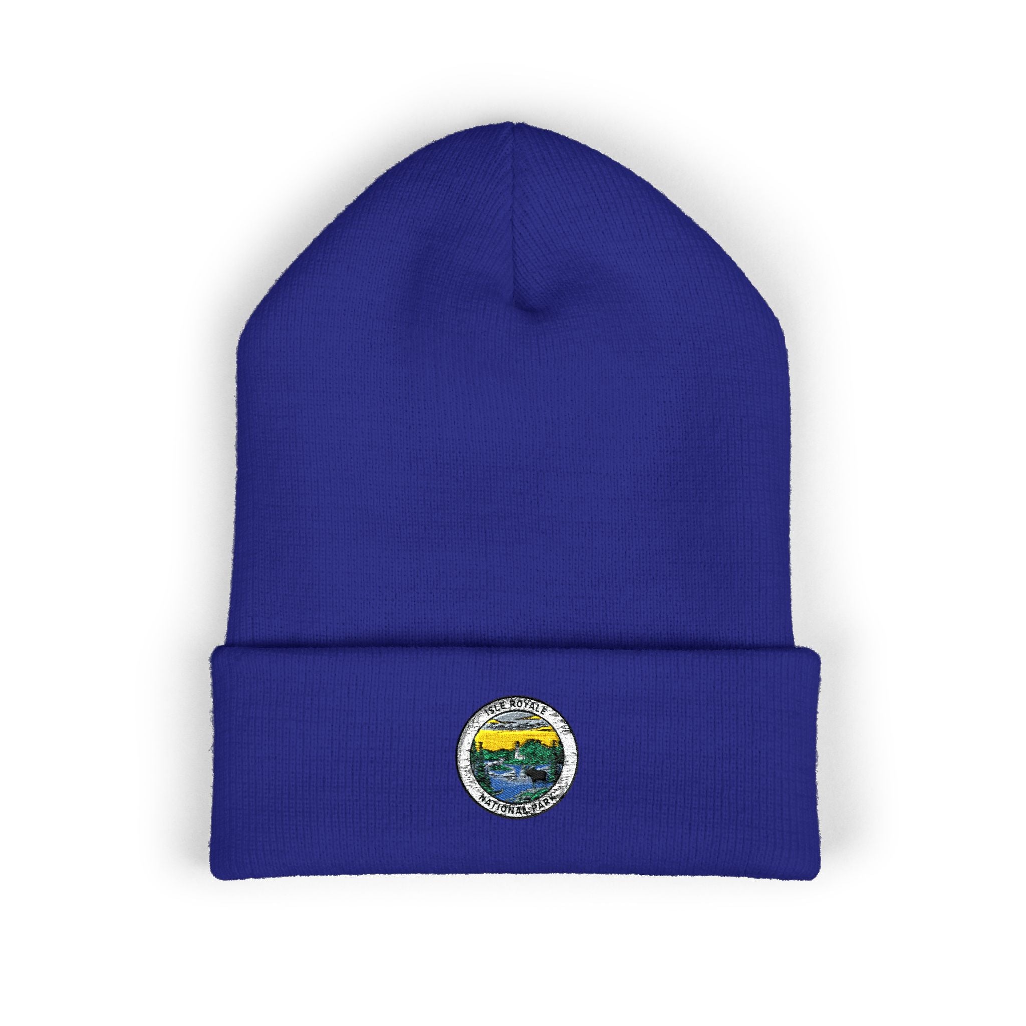Isle Royale Mountain Lake Patch Beanie | Embroidered Cuffed Beanie
