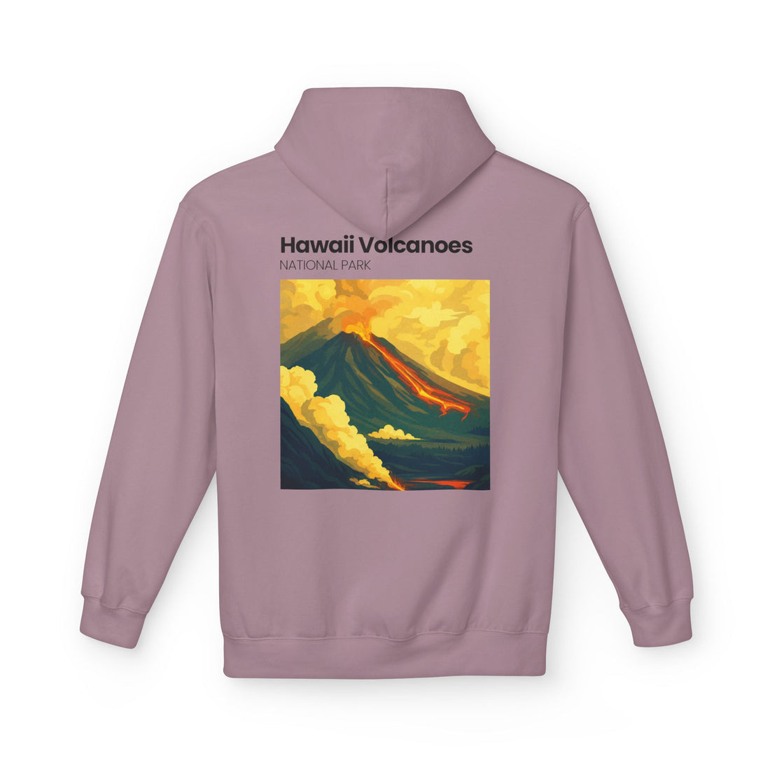Hawaii Volcanoes National Park Volcano Illustration Hoodie | Vintage Travel Poster Style