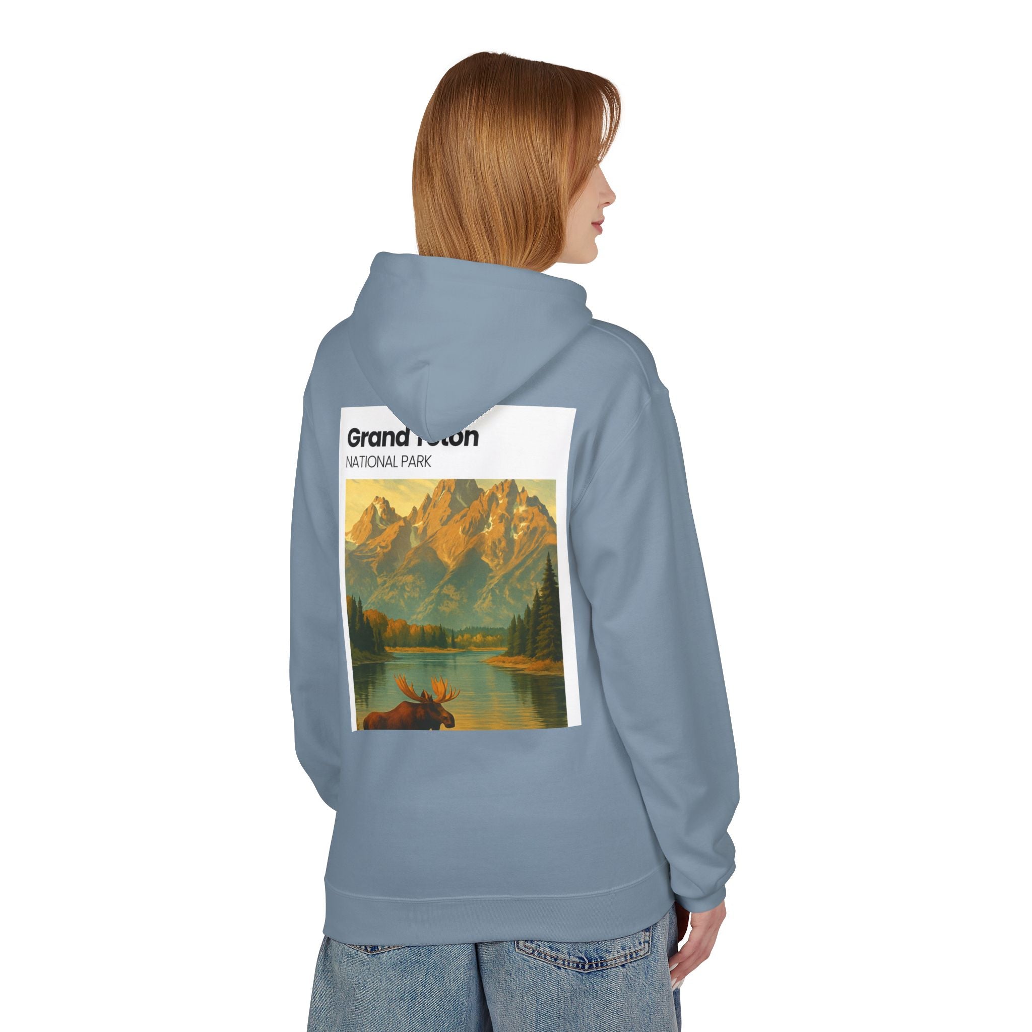 Grand Teton National Park scenic print Hoodie | Moose Lake mountain landscape