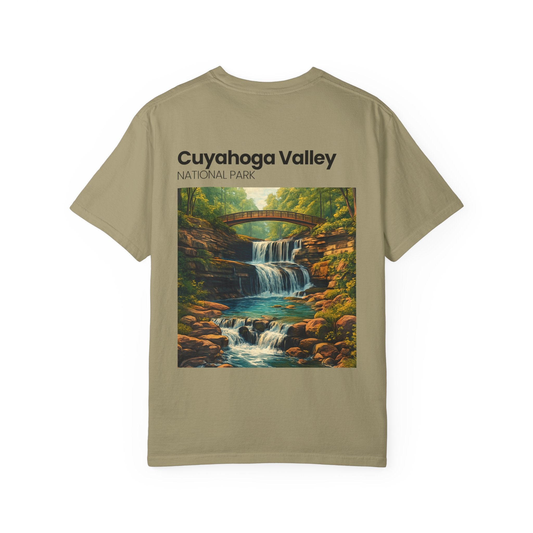 Cuyahoga Valley Waterfall Illustration T-Shirt | National Park Landscape