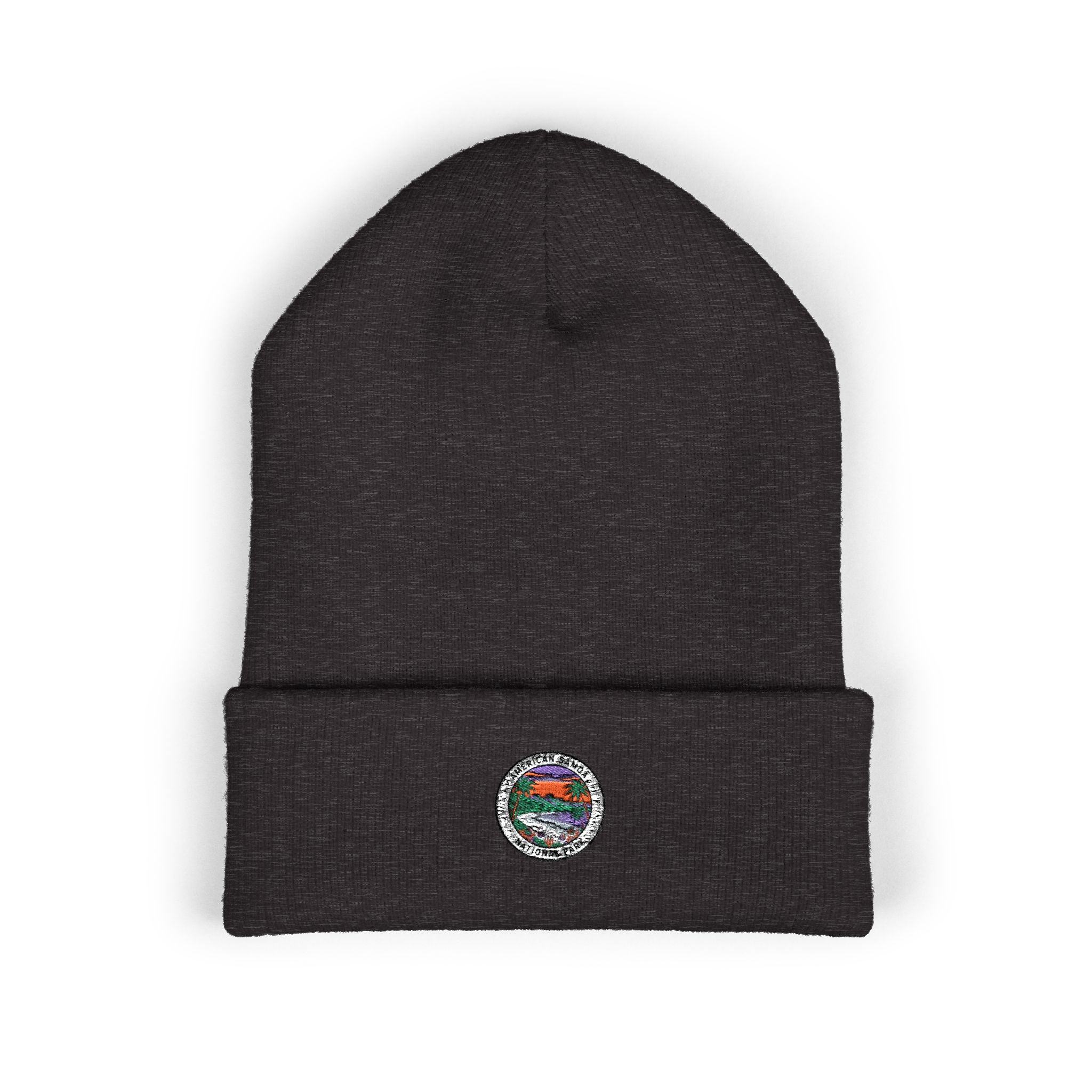 Rainbow Planet Embroidered Beanie | Space Patch Cuffed Beanie