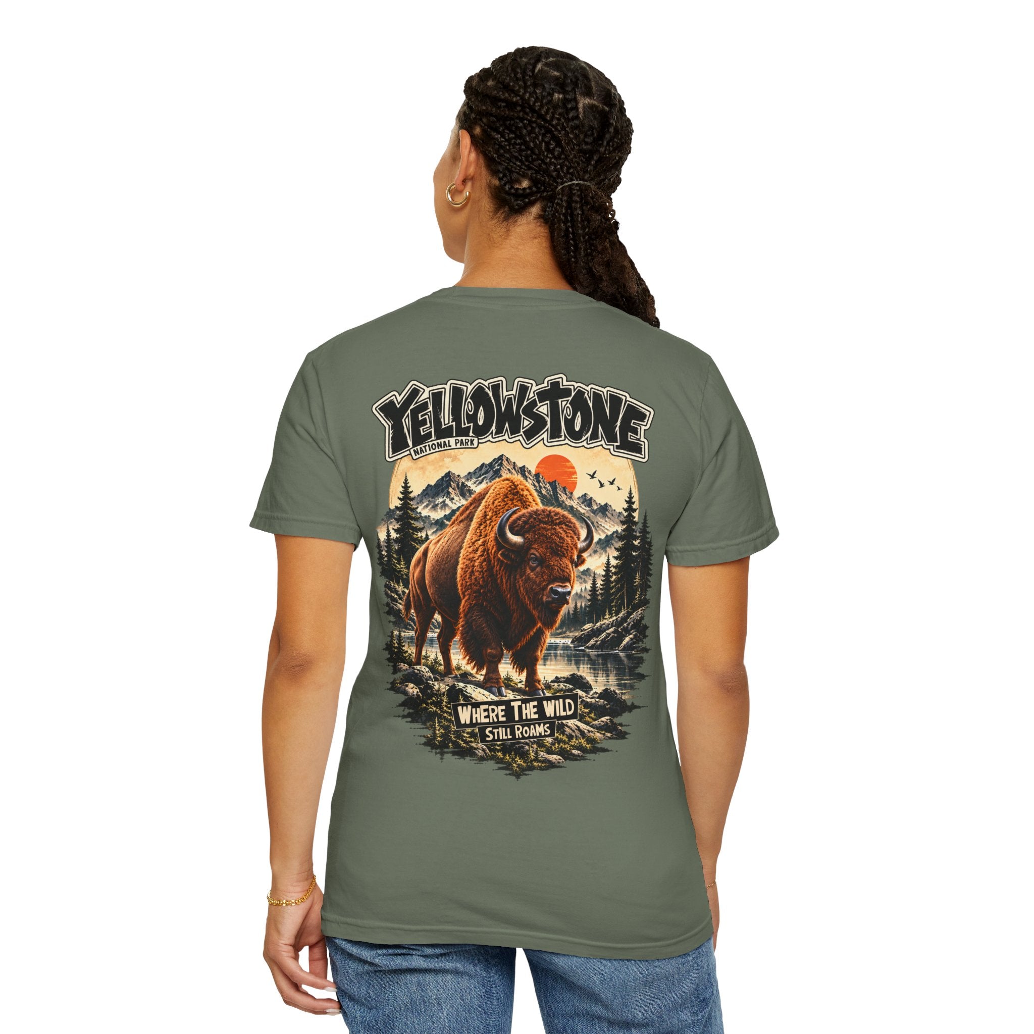 Yellowstone Bison – Where the Wild Still Roams T-Shirt Model1