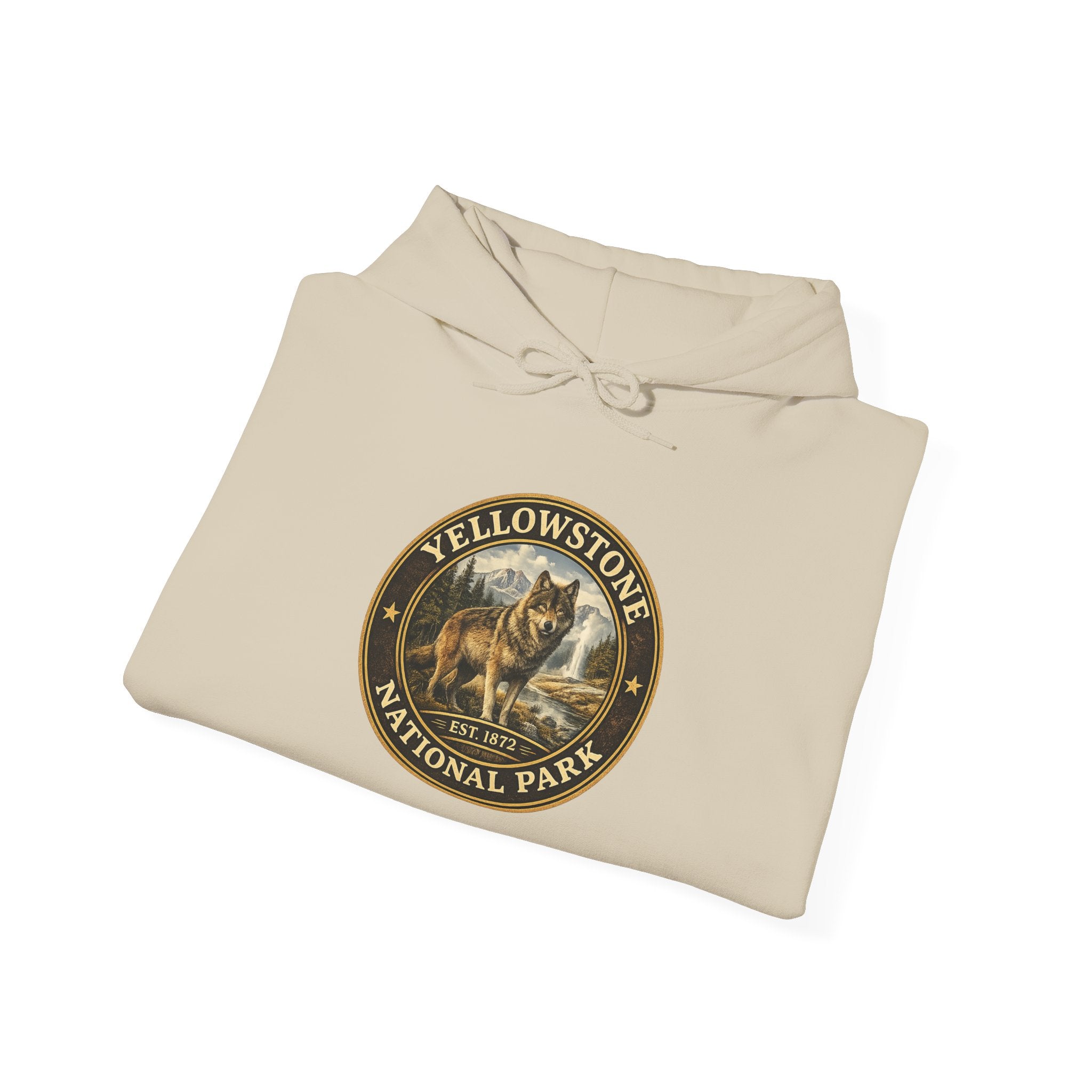 Yellowstone Wolf Round Badge Hoodie