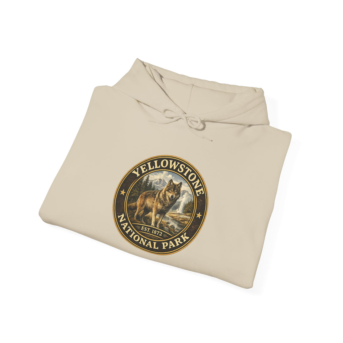 Yellowstone Wolf Round Badge Hoodie
