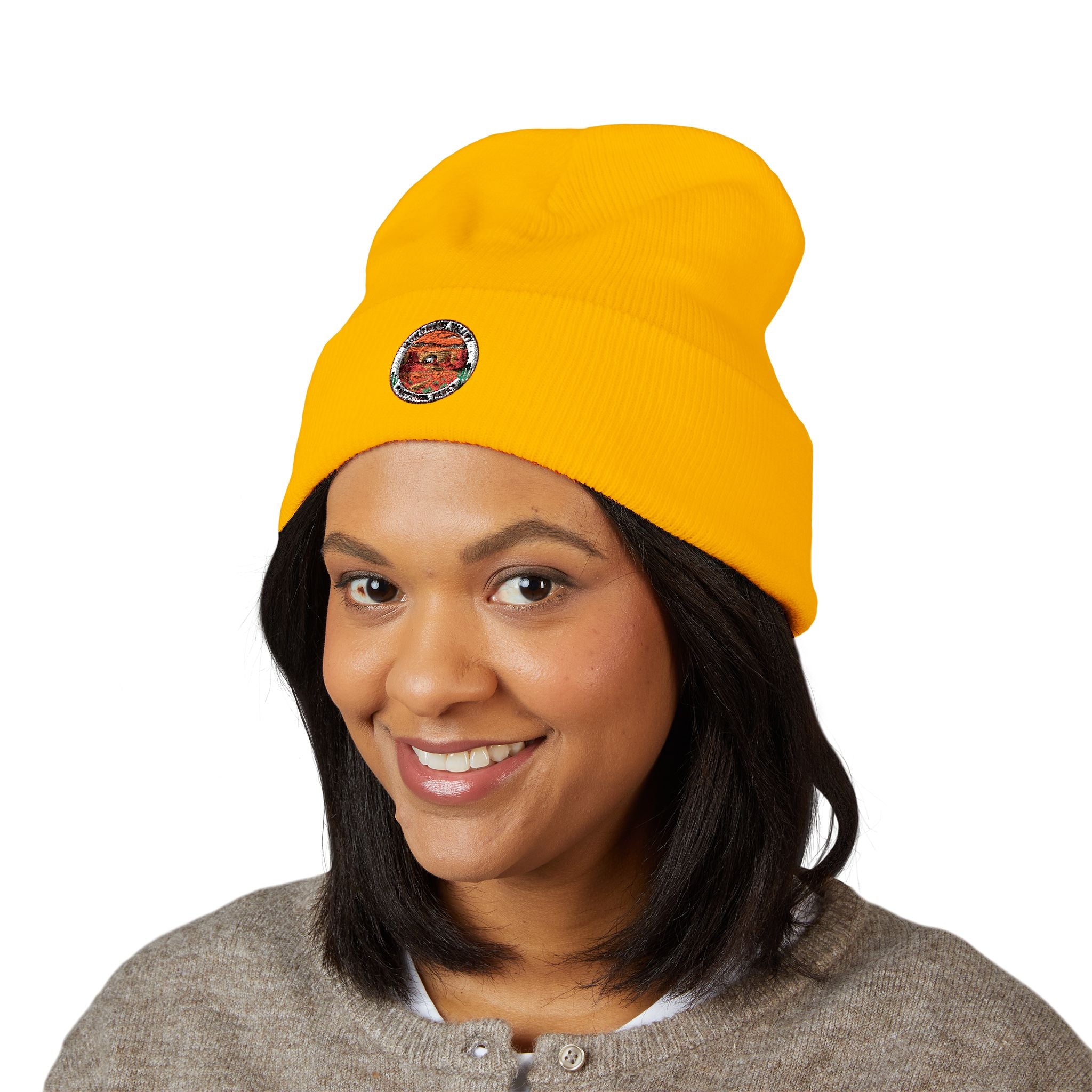 Smiling Pumpkin Patch Beanie | Embroidered Cuffed Beanie