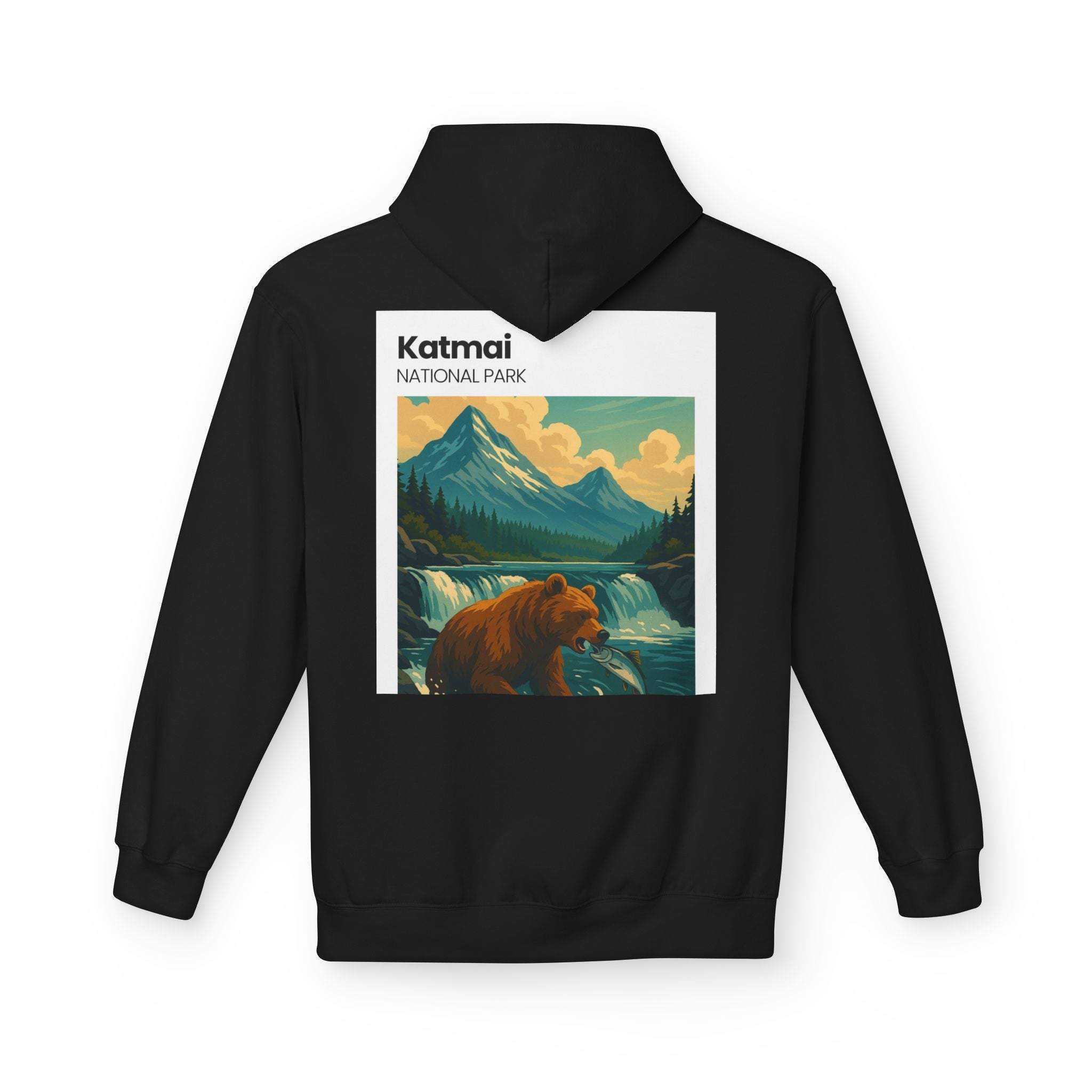 Katmai National Park Bear Hoodie | Vintage Wilderness Landscape