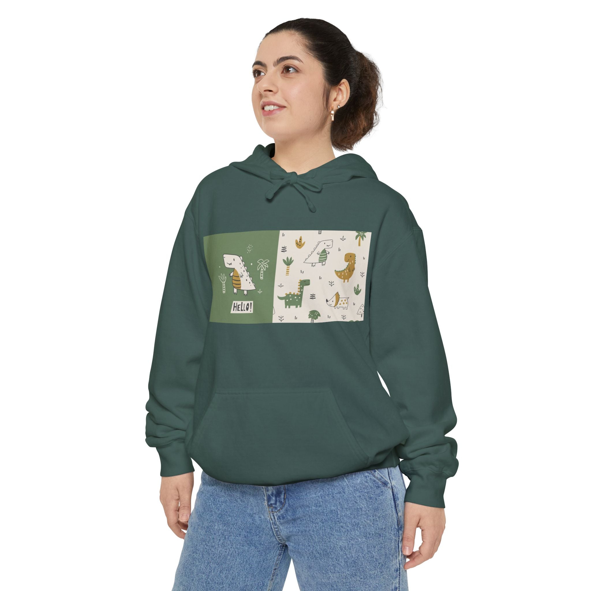 Whimsical Animal Design Hoodie - Cozy Unisex Garment-Dyed Apparel