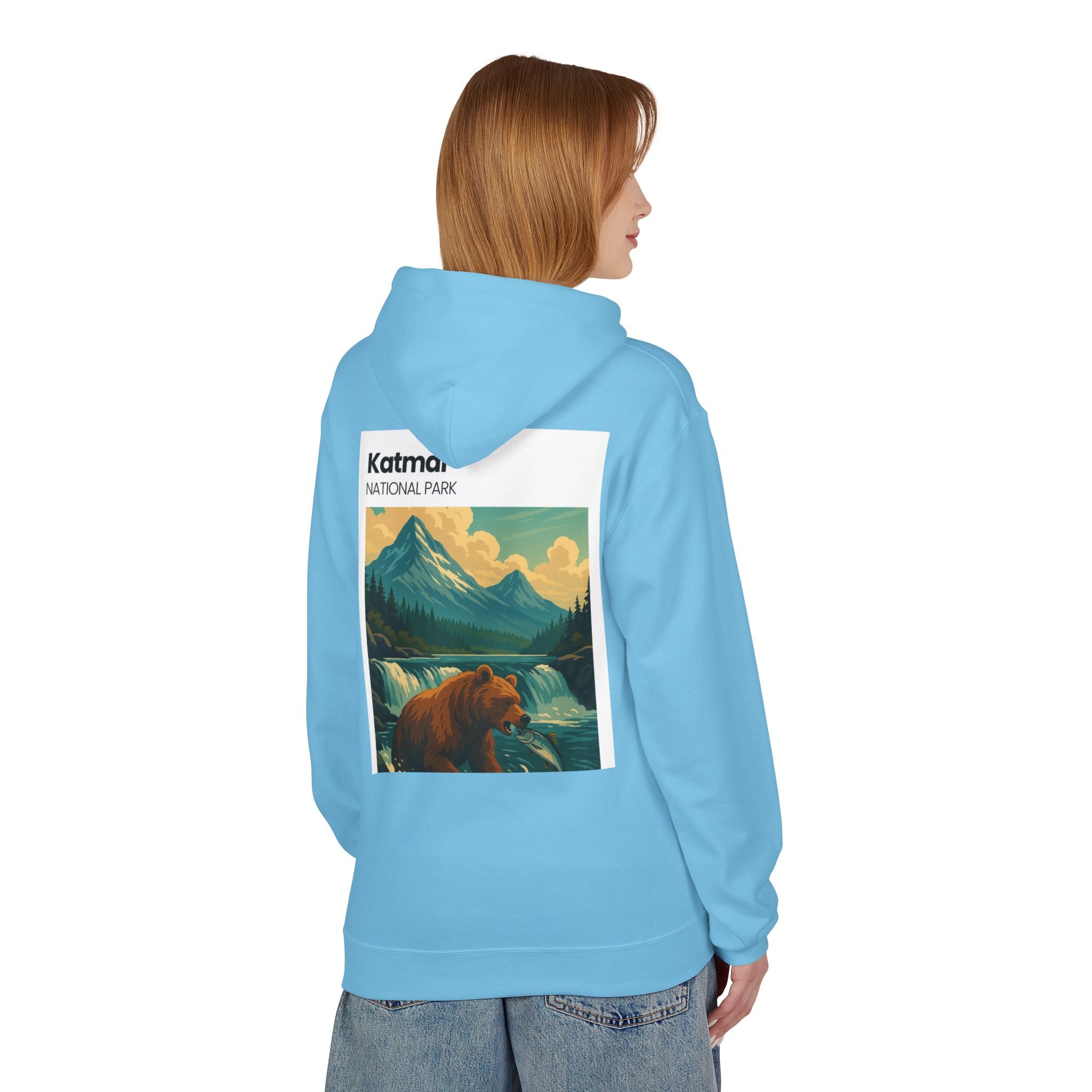 Katmai National Park Bear Hoodie | Vintage Wilderness Landscape
