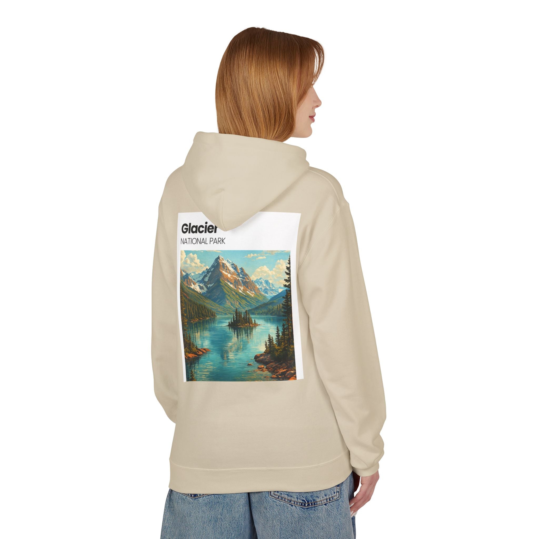 Glacier National Park landscape Hoodie | Retro mountain lake design