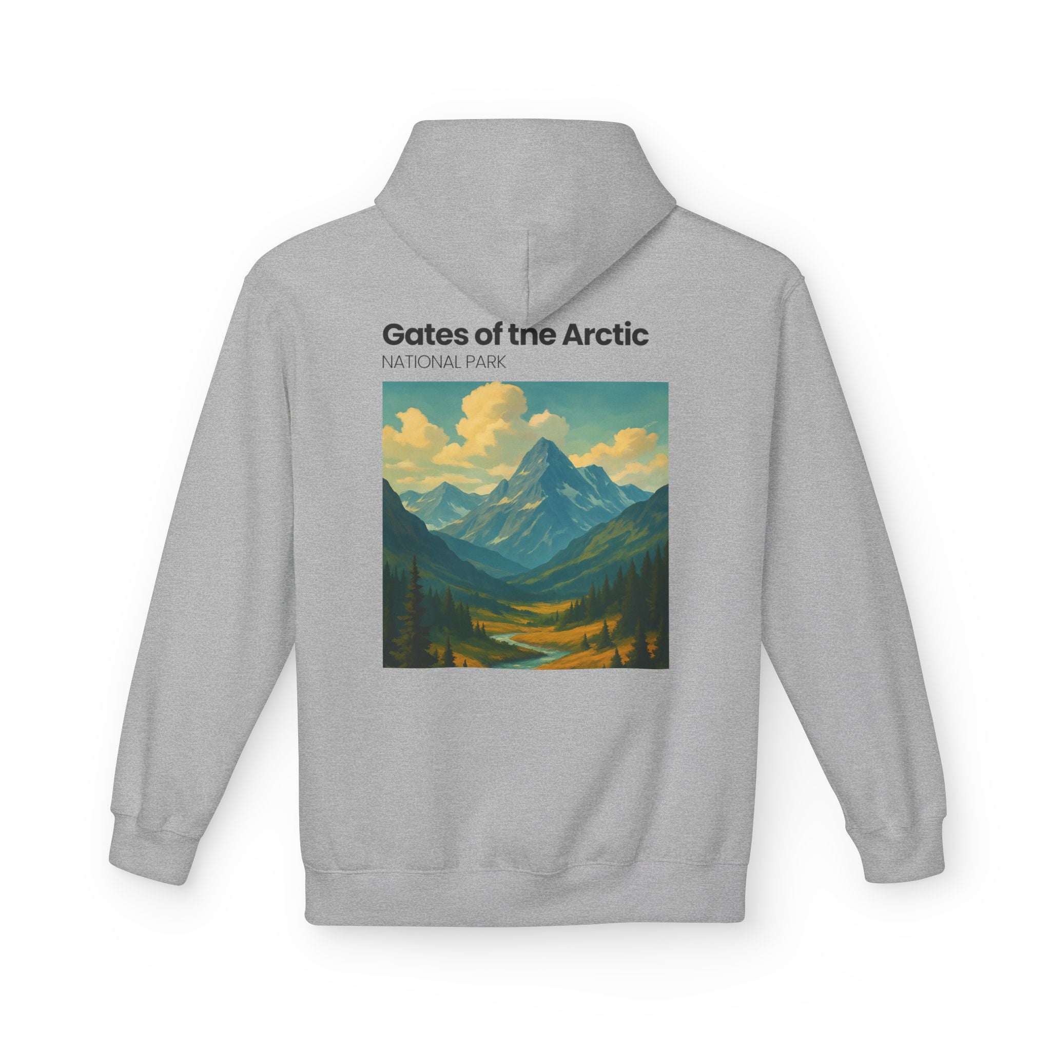 Gates of the Arctic National Park Hoodie | Mountain Landscape Retro Poster