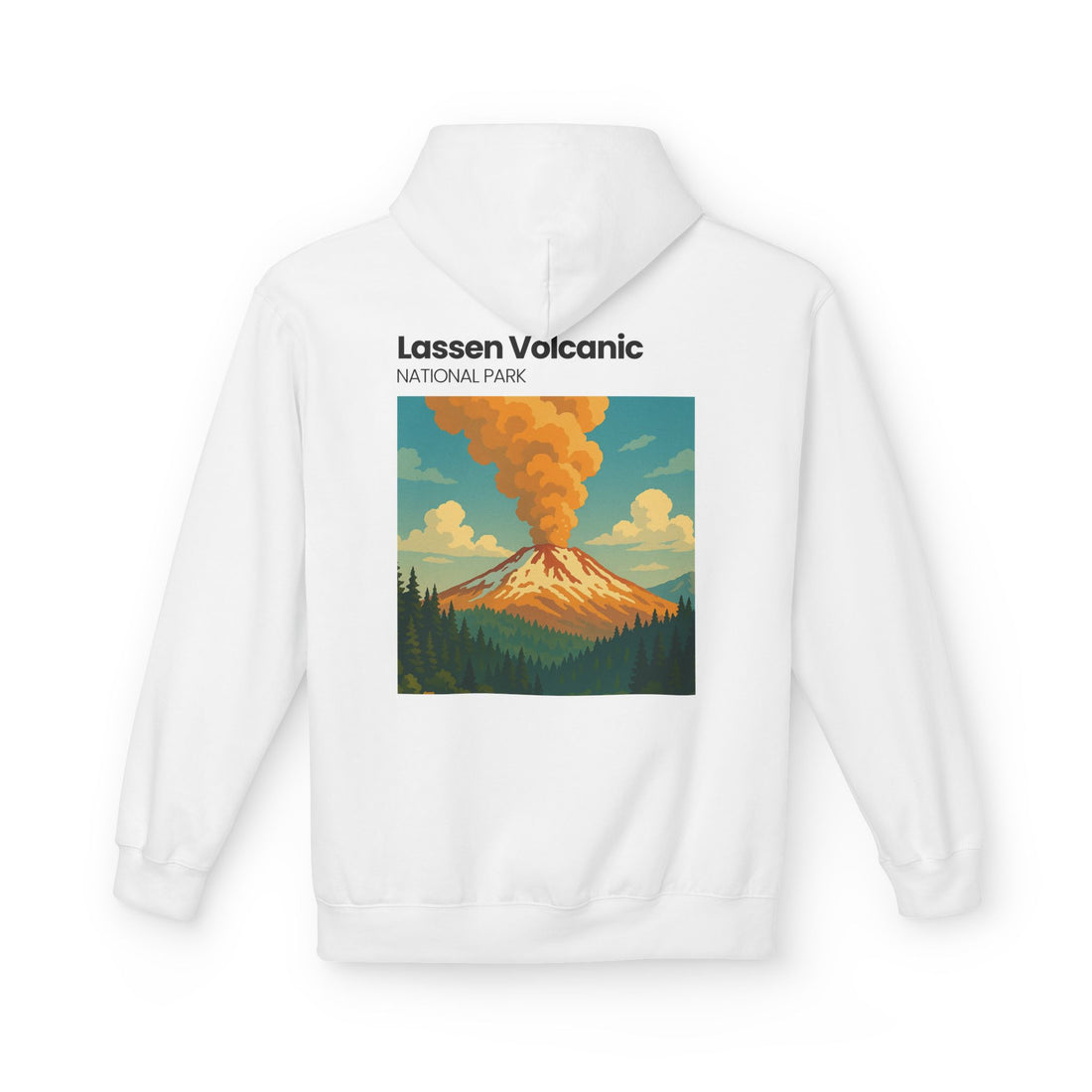 Lassen Volcanic Poster Hoodie | National Park Volcano Illustration