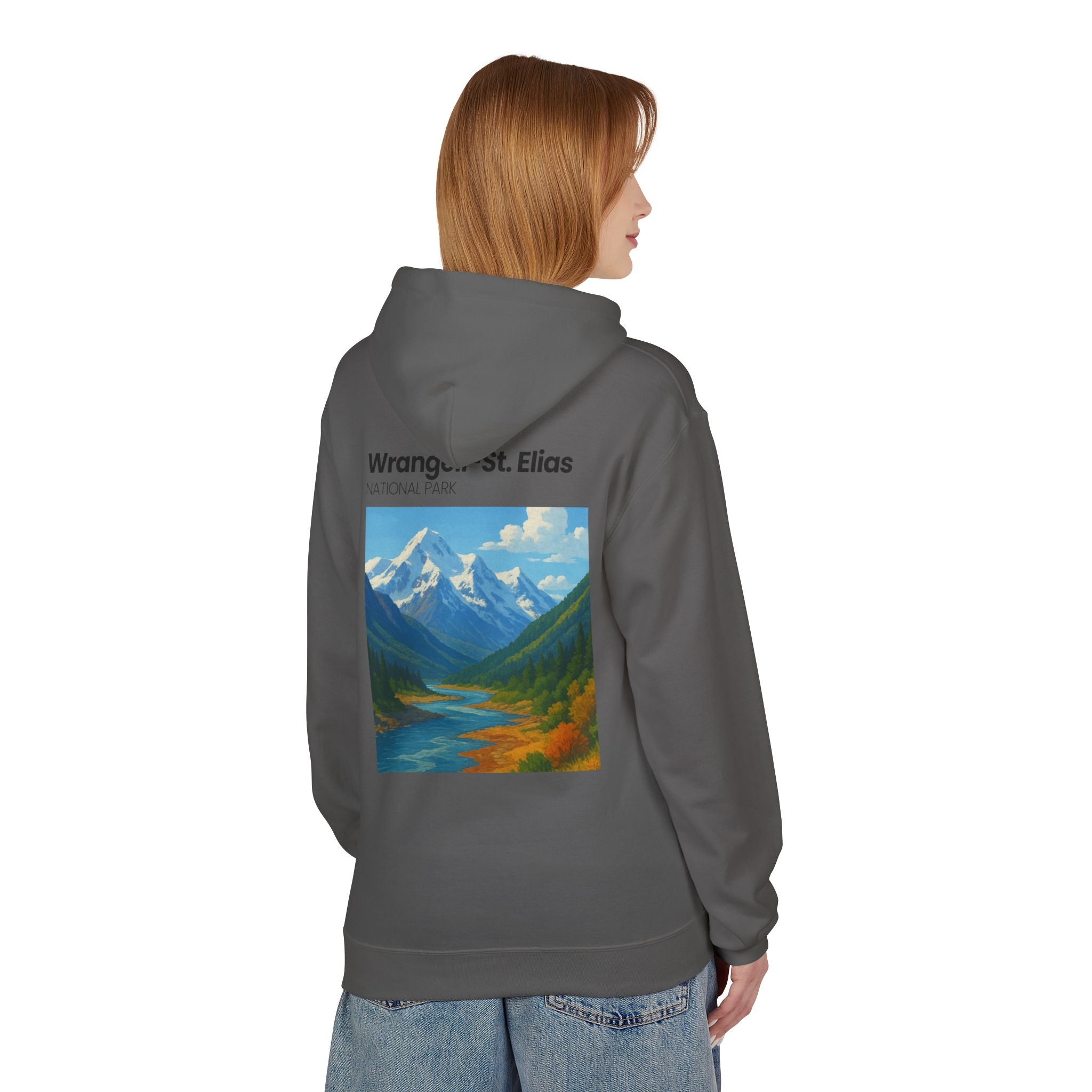 Wrangell–St. Elias National Park landscape Hoodie | Mountain river art