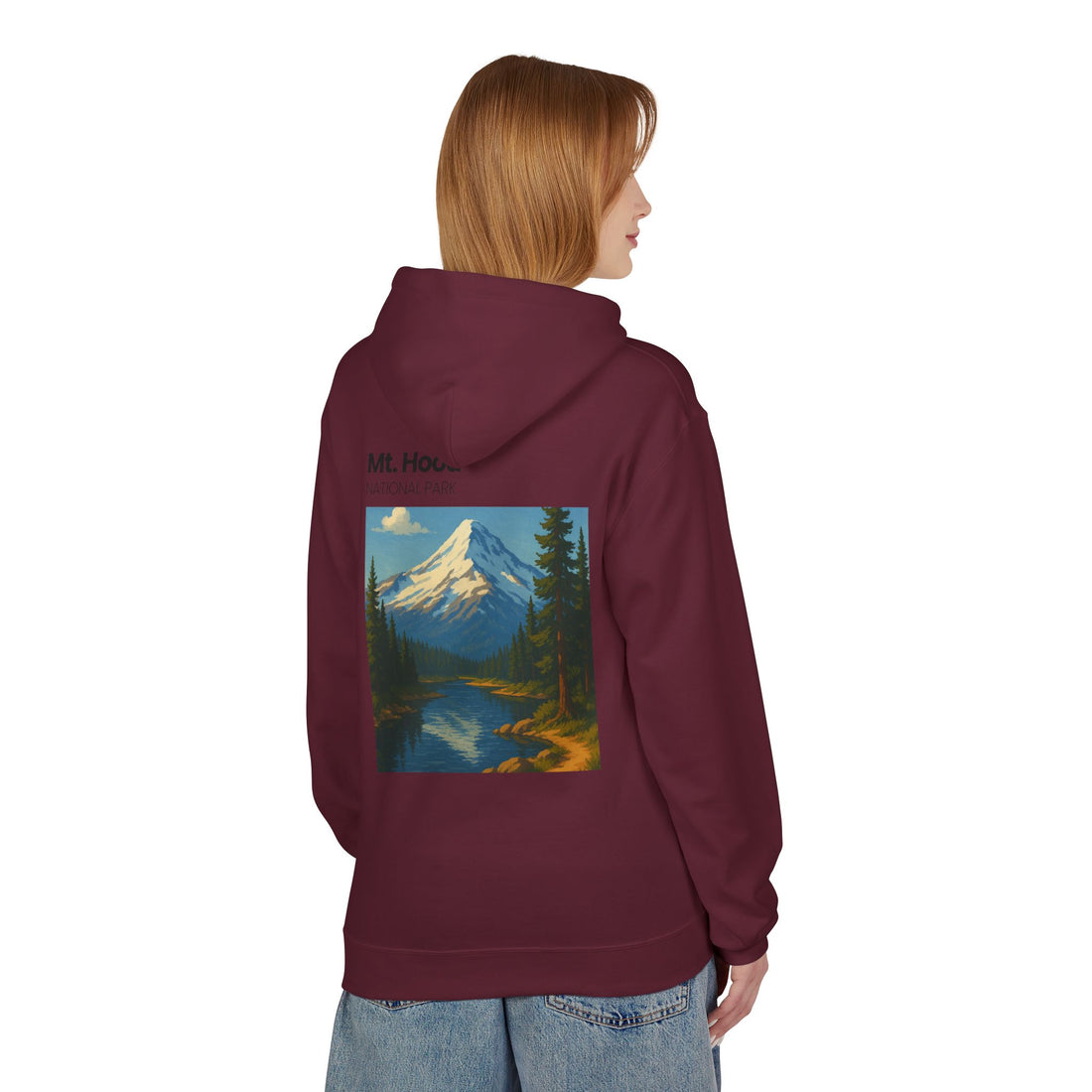 Mt. Hood National Park landscape Hoodie | Vintage mountain poster design