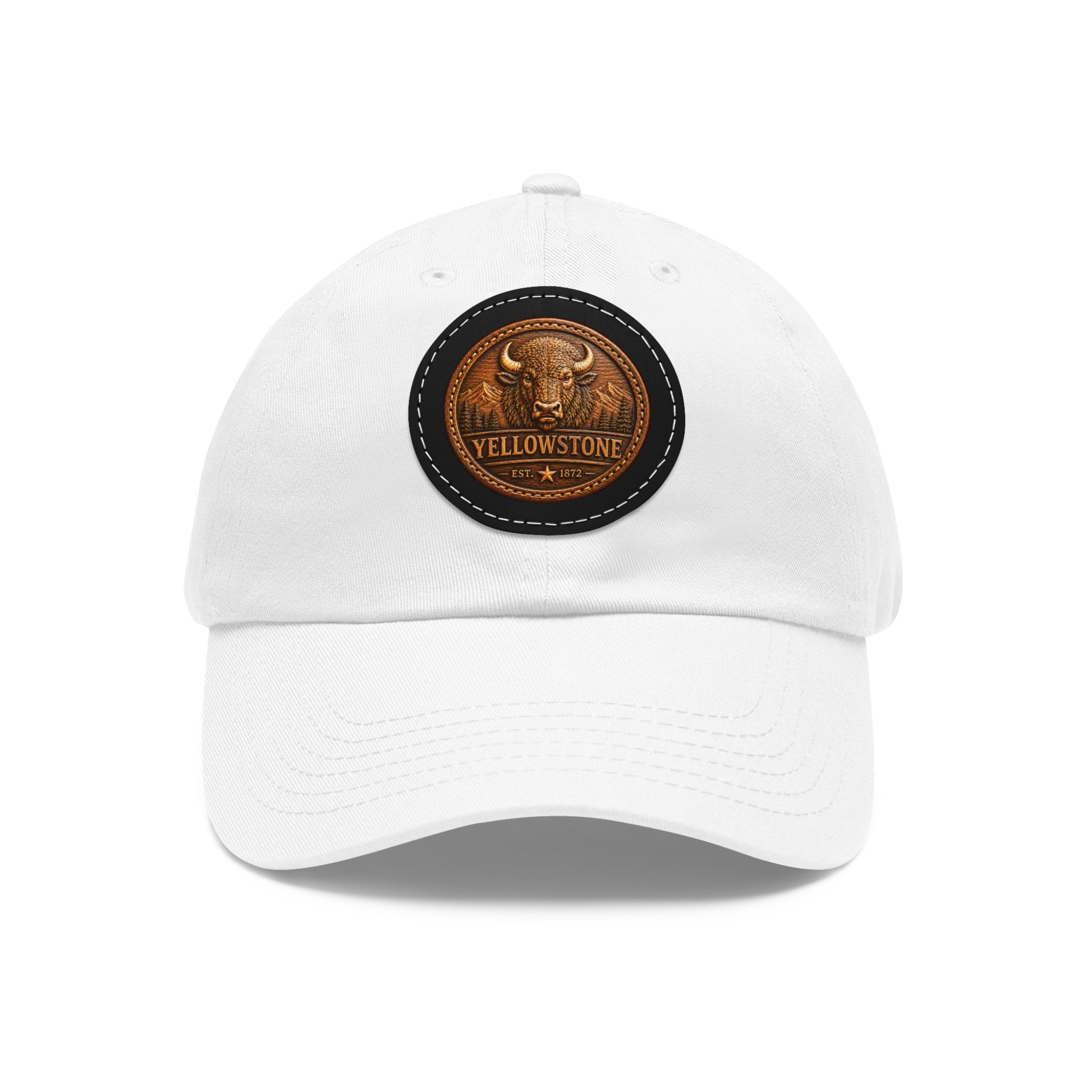 Yellowstone Buffalo Leather Patch Dad Hat | Premium Round Patch Cap