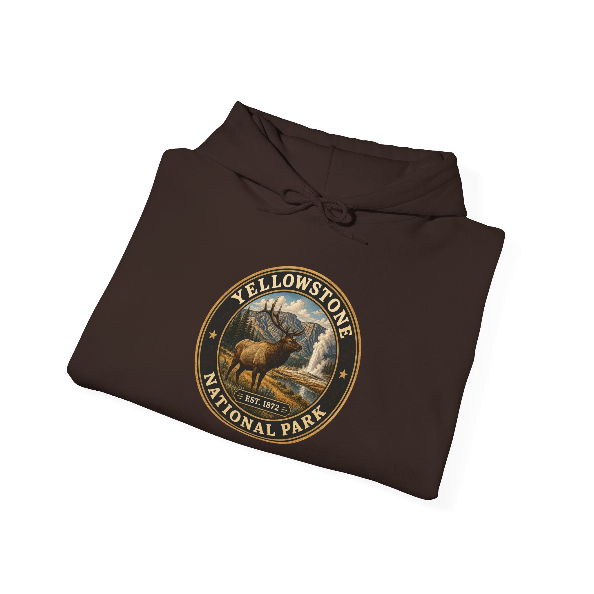 Yellowstone Elk Round Badge Hoodie