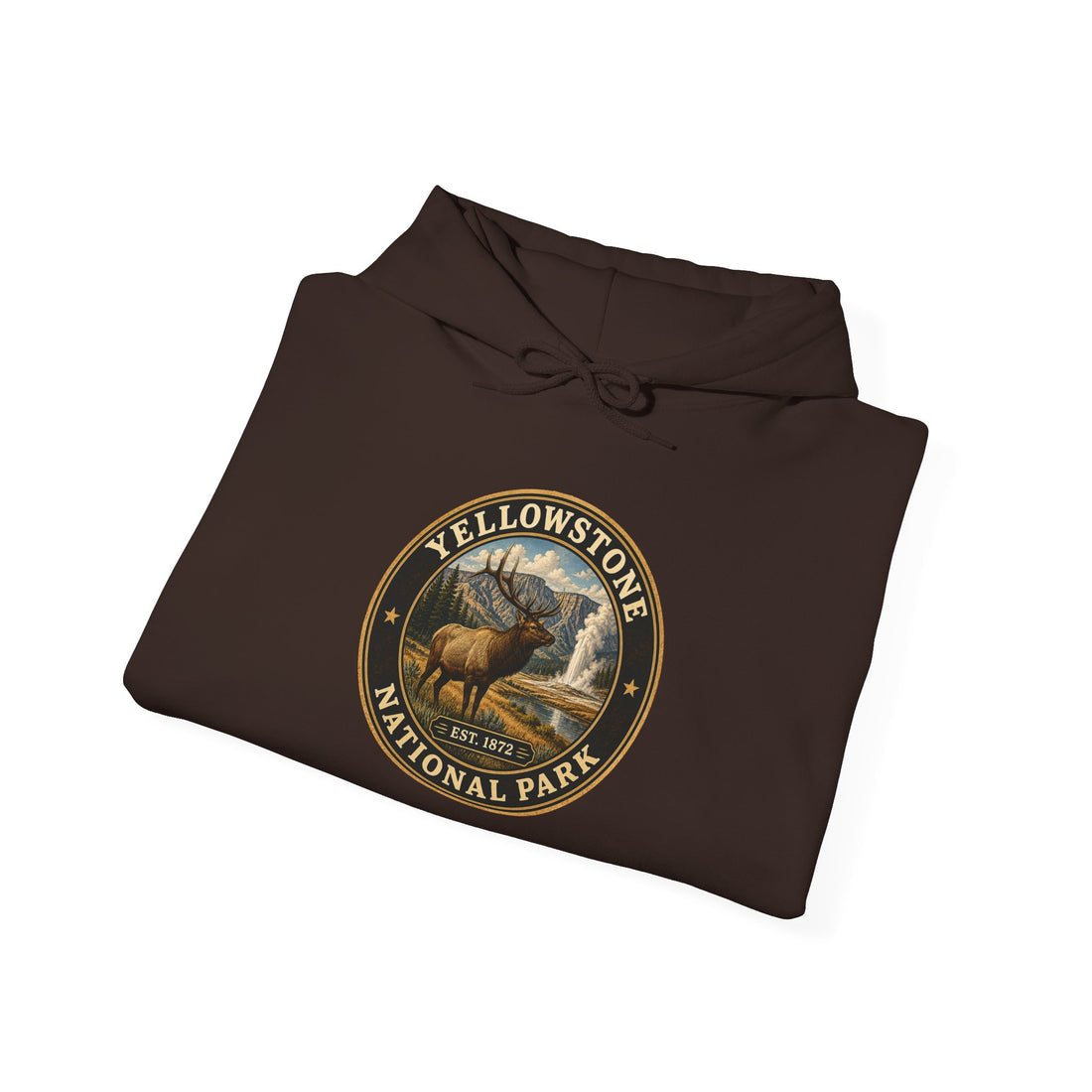 Yellowstone Elk Round Badge Hoodie