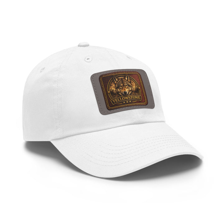 Yellowstone wolf Leather Patch Dad Hat | Rectangle Patch Cap