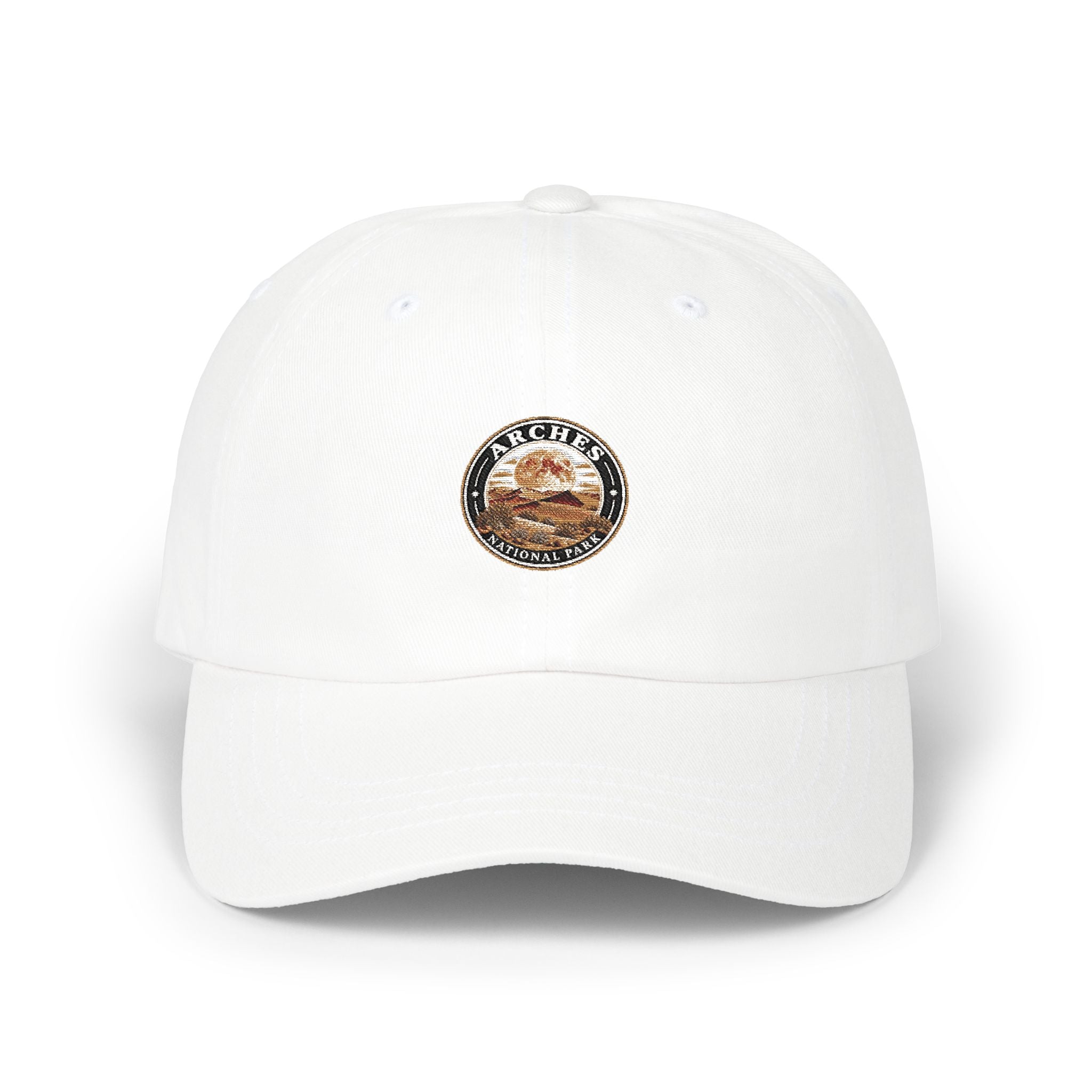 Arches National Park Desert Moon Dad Cap Round Logo