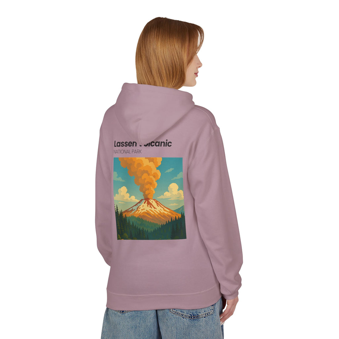 Lassen Volcanic Poster Hoodie | National Park Volcano Illustration