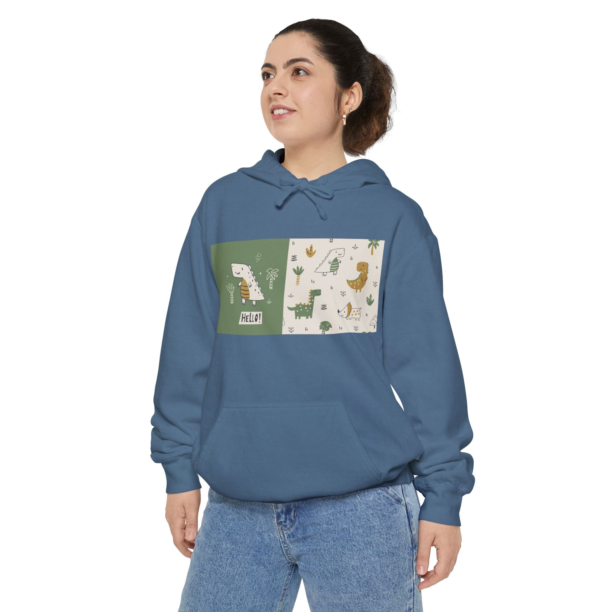 Whimsical Animal Design Hoodie - Cozy Unisex Garment-Dyed Apparel