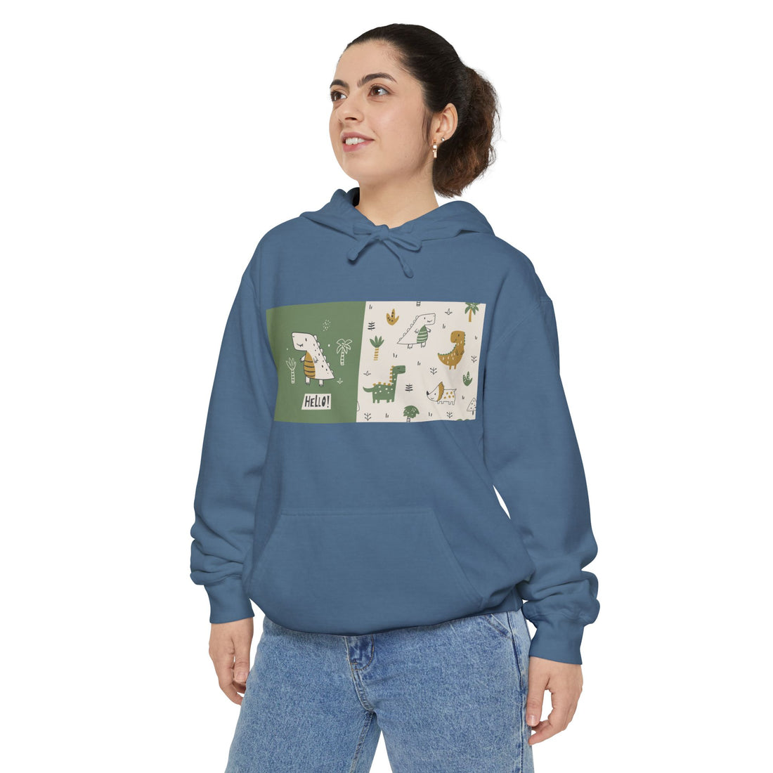 Whimsical Animal Design Hoodie - Cozy Unisex Garment-Dyed Apparel