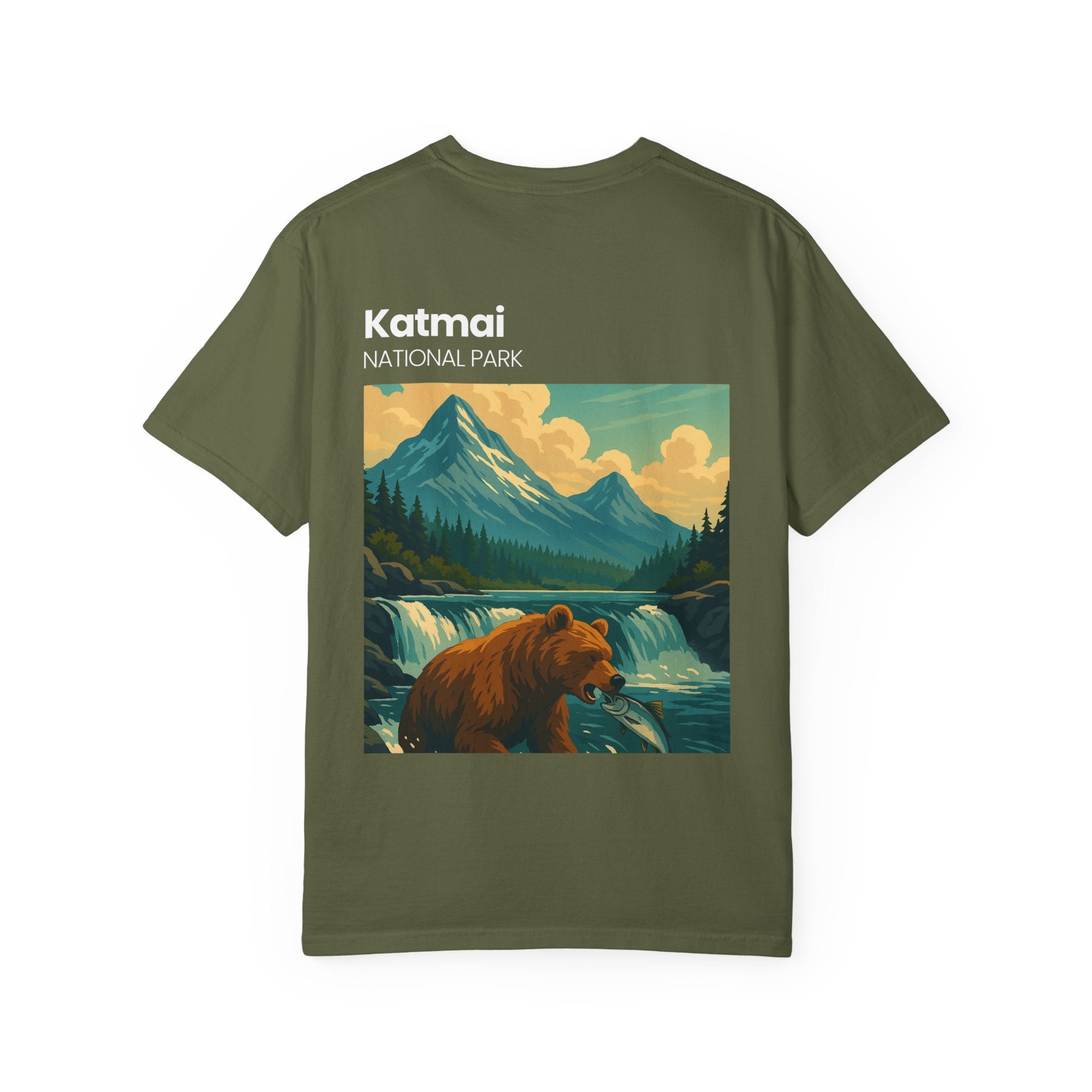Katmai National Park Bear Illustration T-shirt | Mountain River Nature Tee