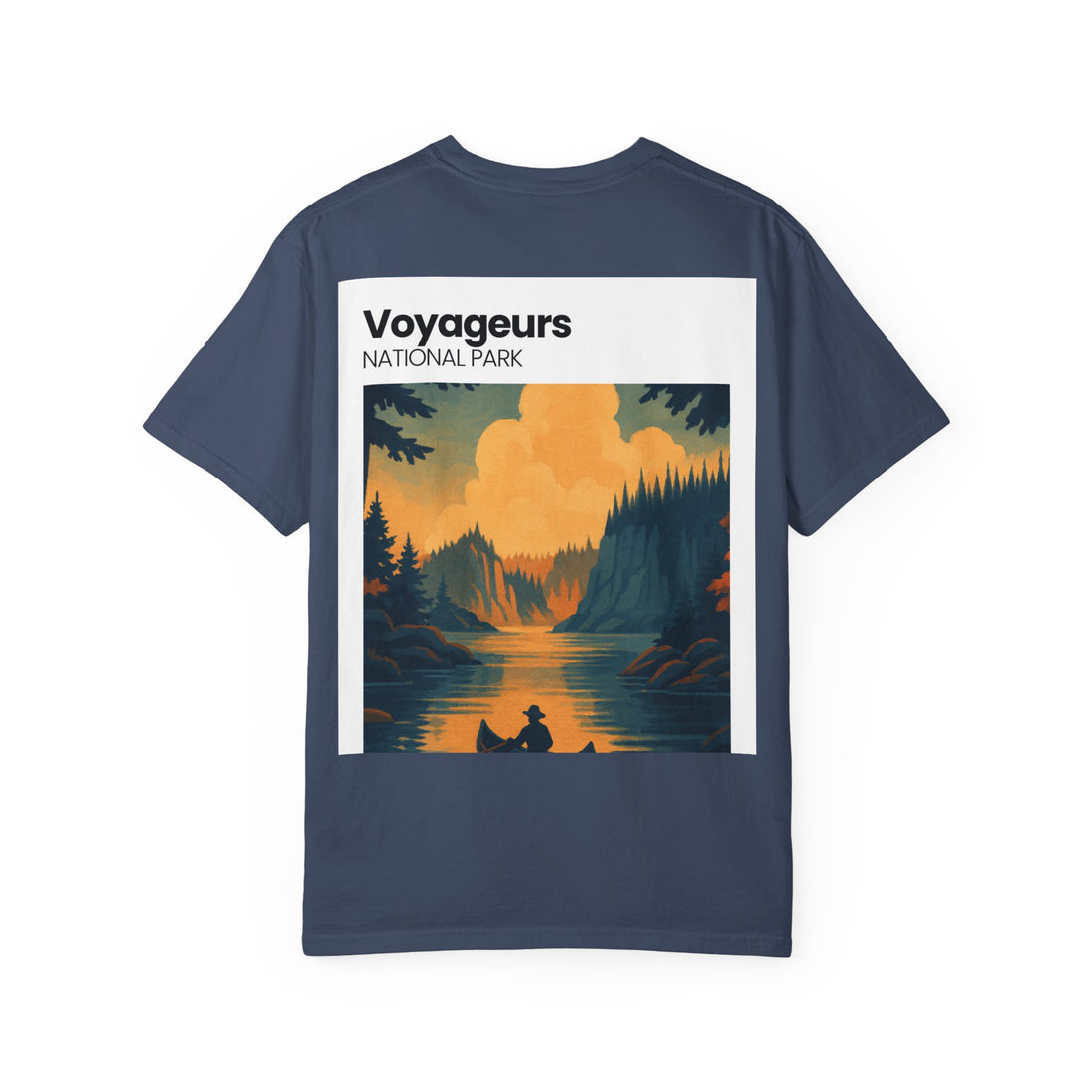 Voyageurs National Park sunset canoe T-Shirt | scenic nature illustration