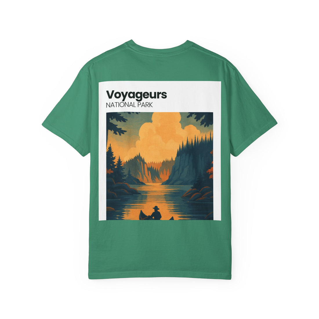 Voyageurs National Park sunset canoe T-Shirt | scenic nature illustration