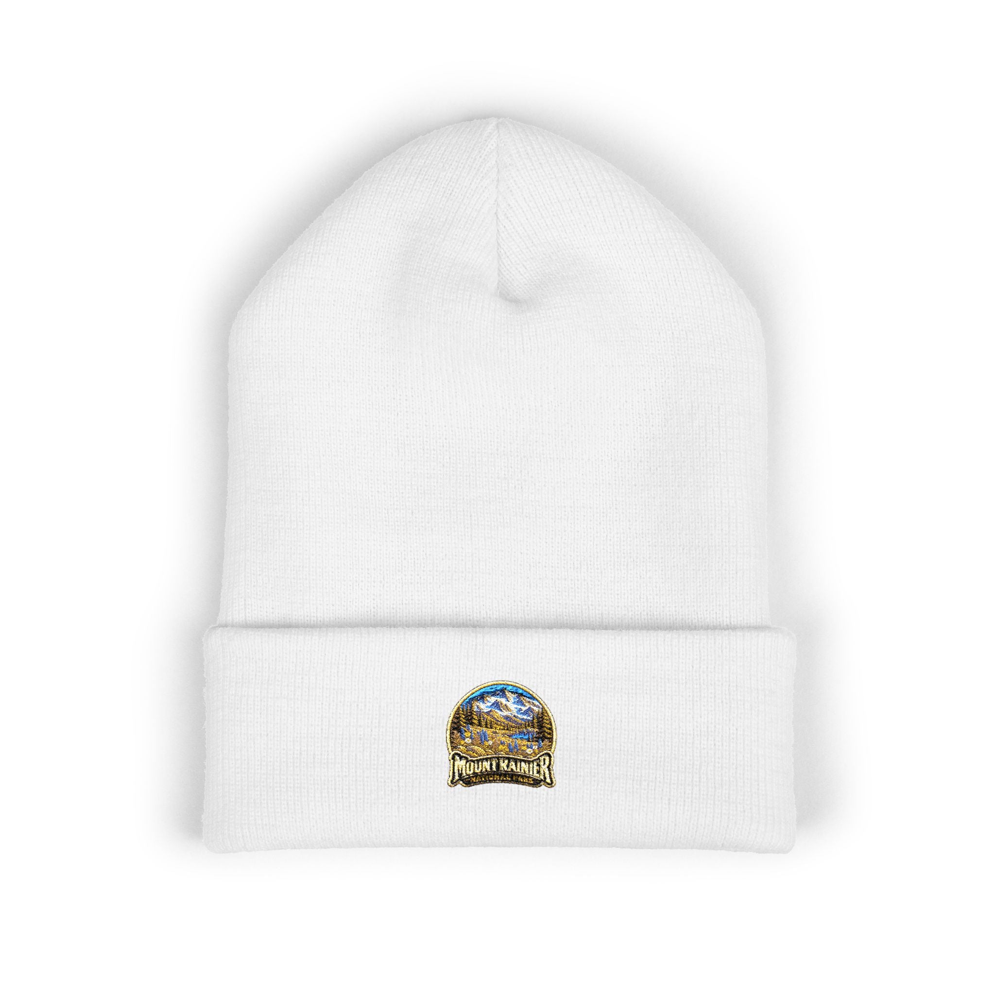 Mount Rainier National Park – Alpine Scene Round Patch Beanie