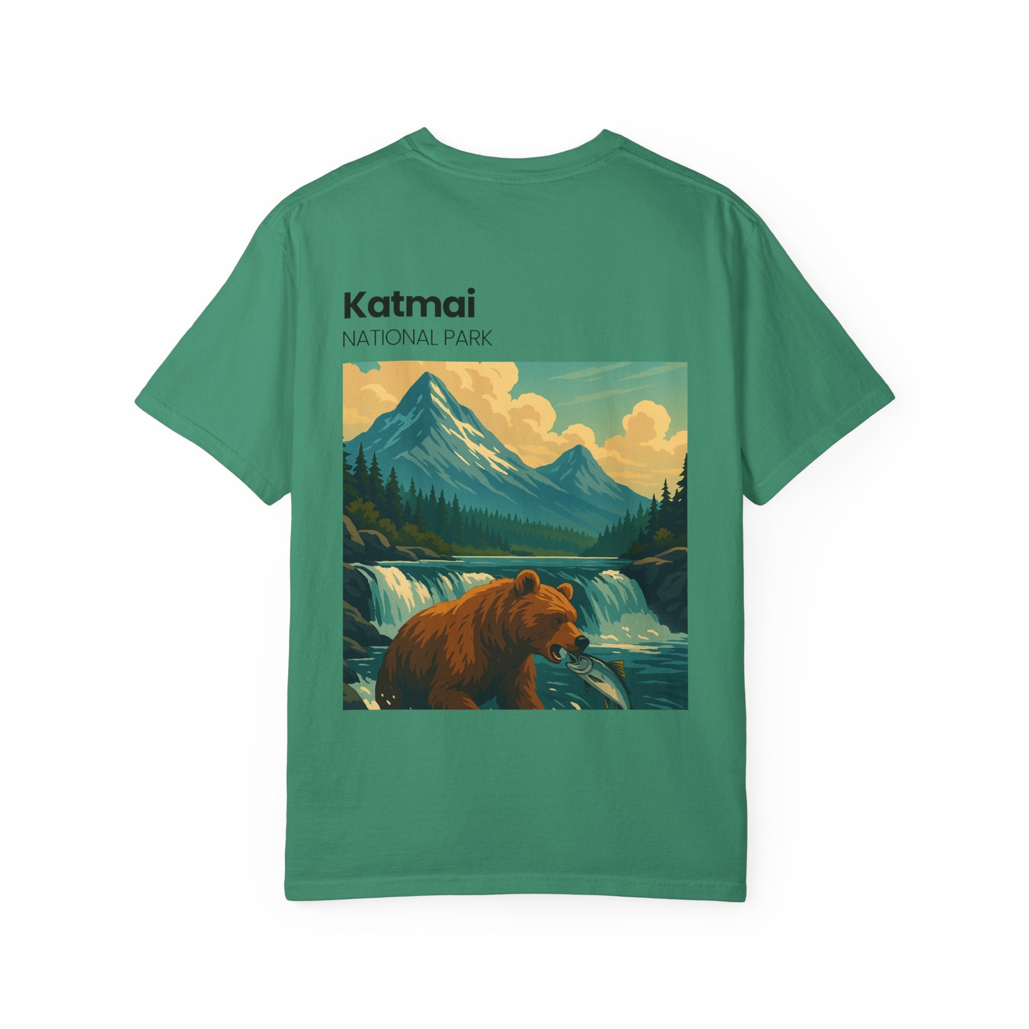Katmai National Park Bear Illustration T-shirt | Mountain River Nature Tee
