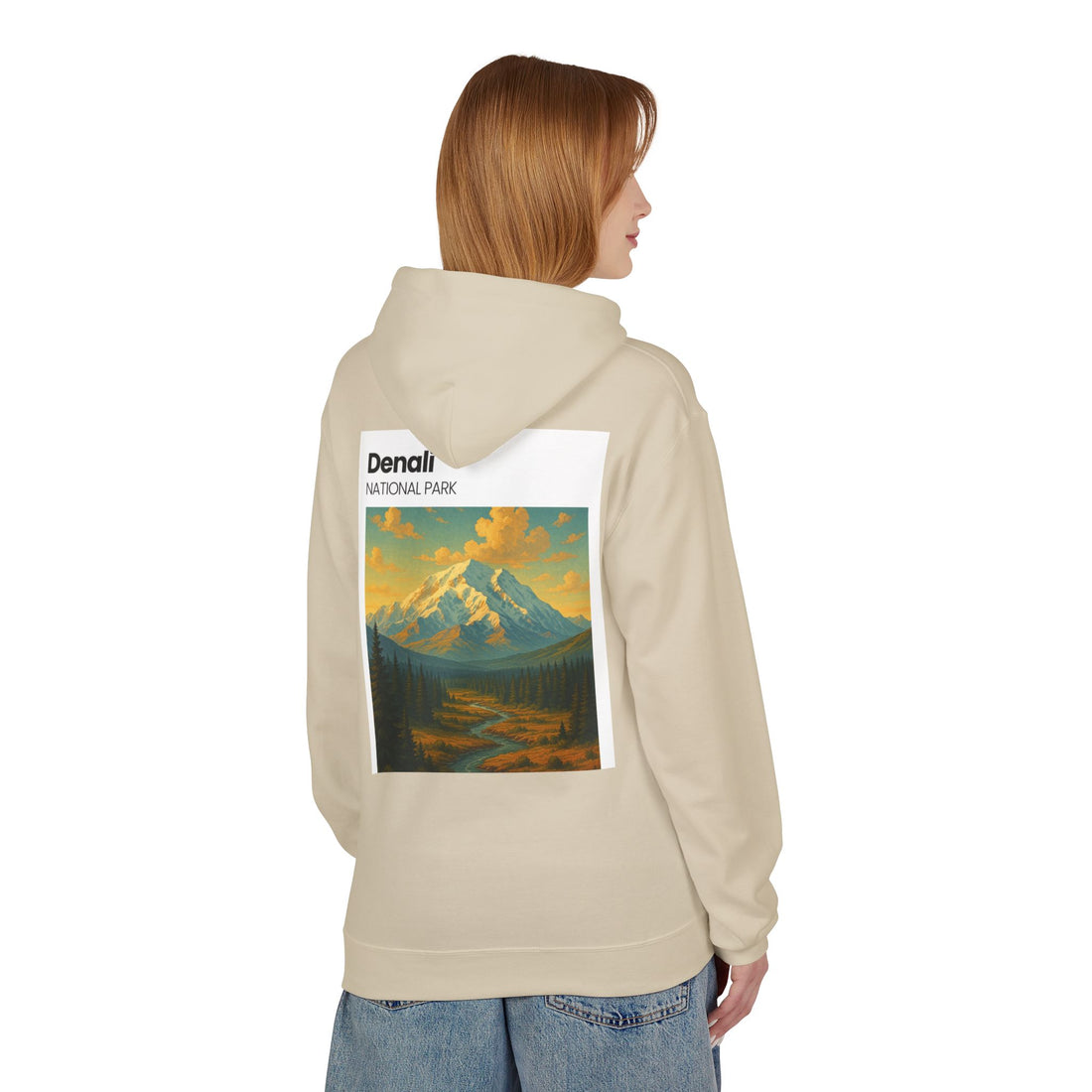 Mini Sunset Surf Patch Hoodie | Palm Tree Beach Graphic, White Chest Print