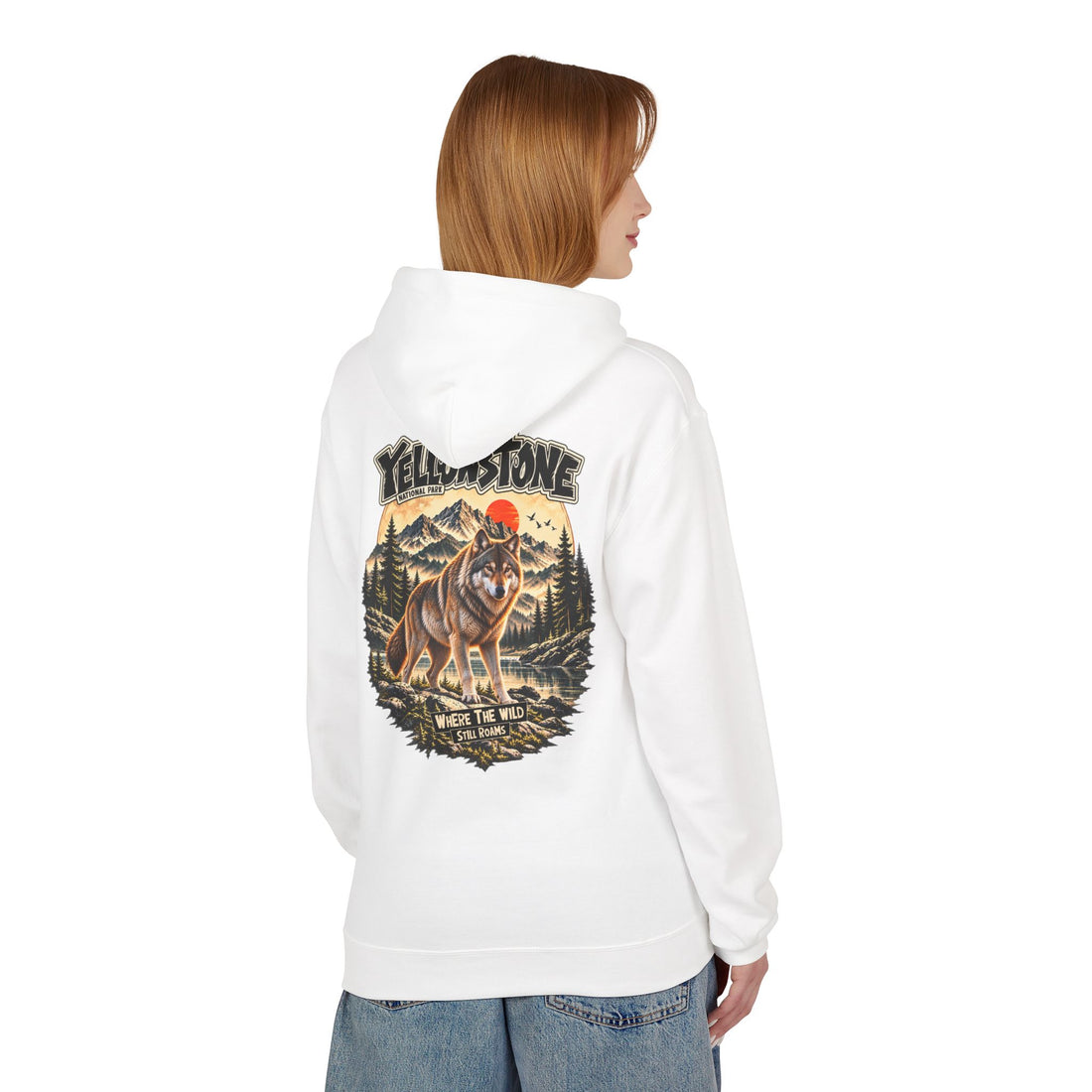 Yellowstone Wolf – Where the Wild Still Roams Hoodie Model3