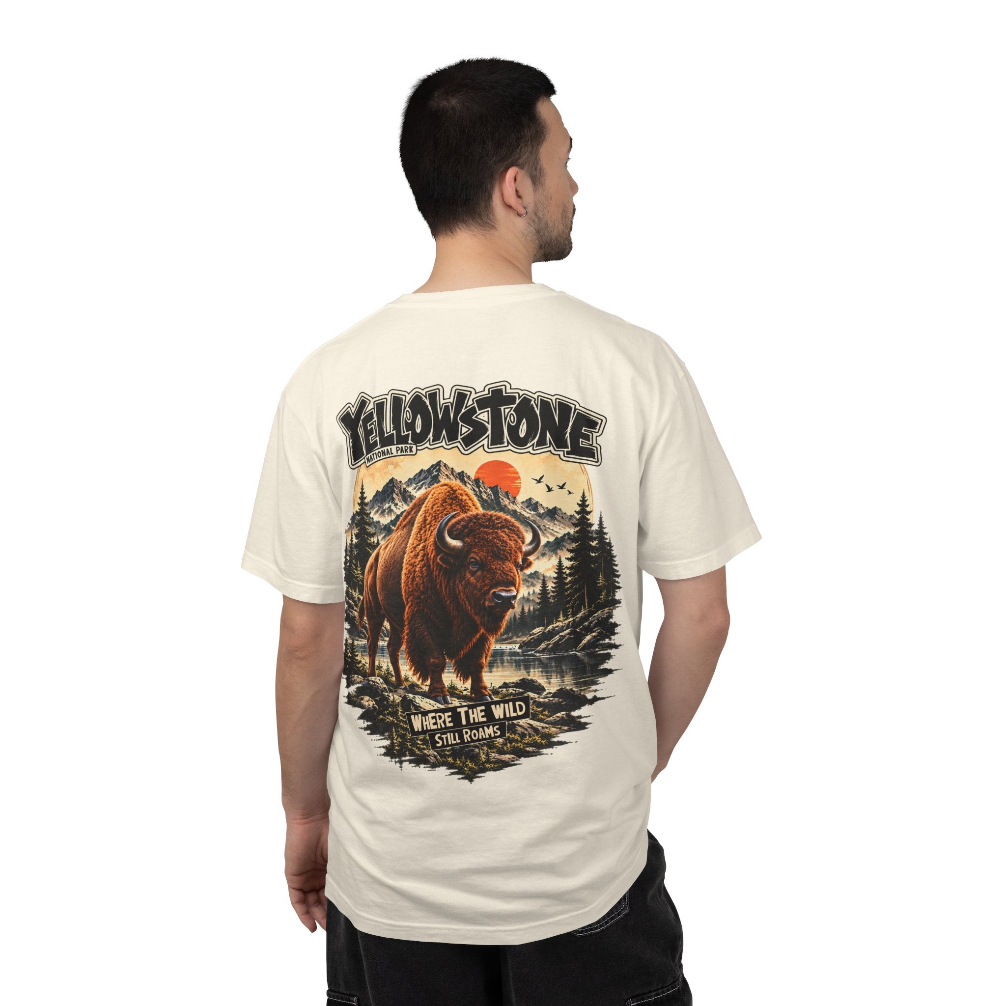 Yellowstone Bison – Where the Wild Still Roams T-Shirt Model1