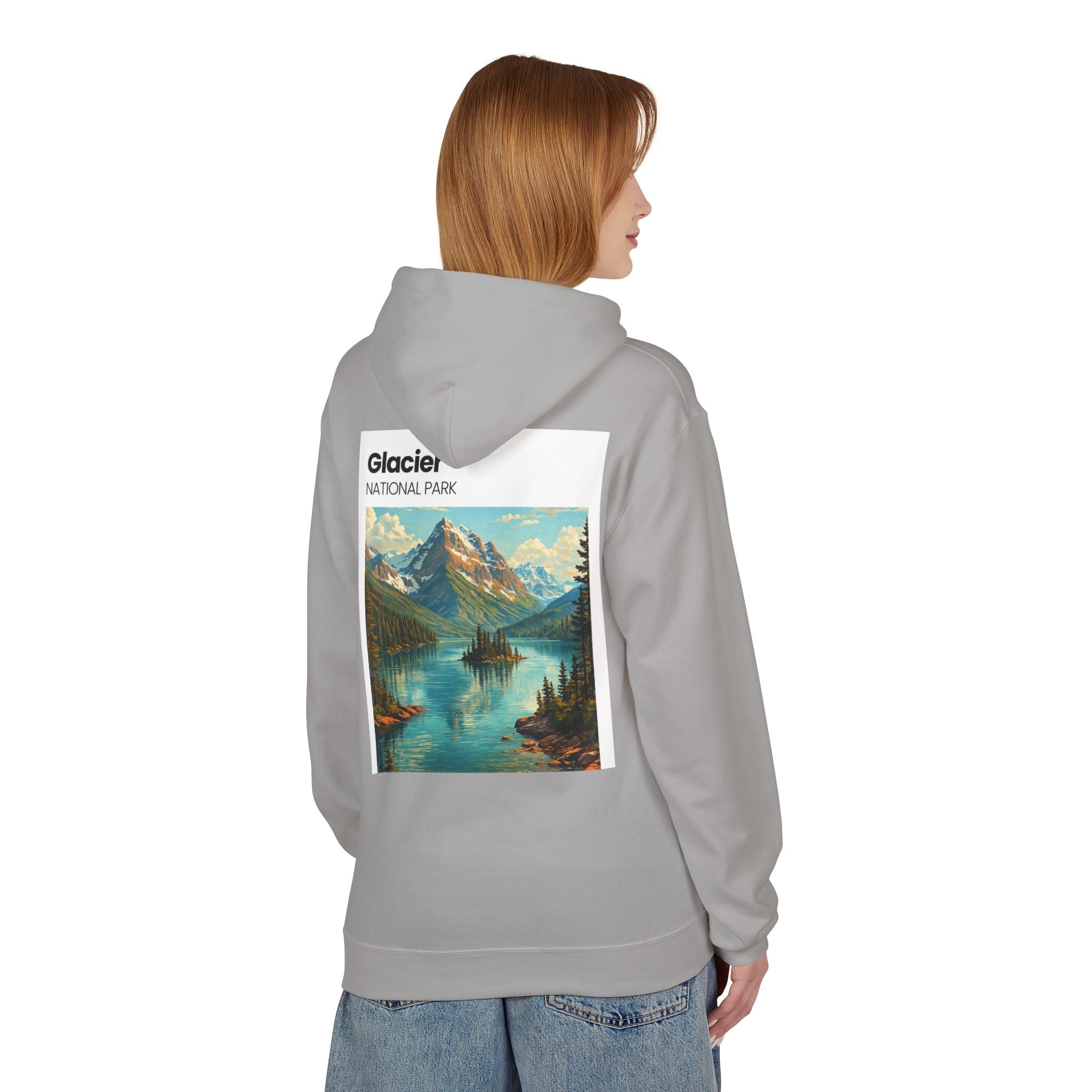Glacier National Park landscape Hoodie | Retro mountain lake design