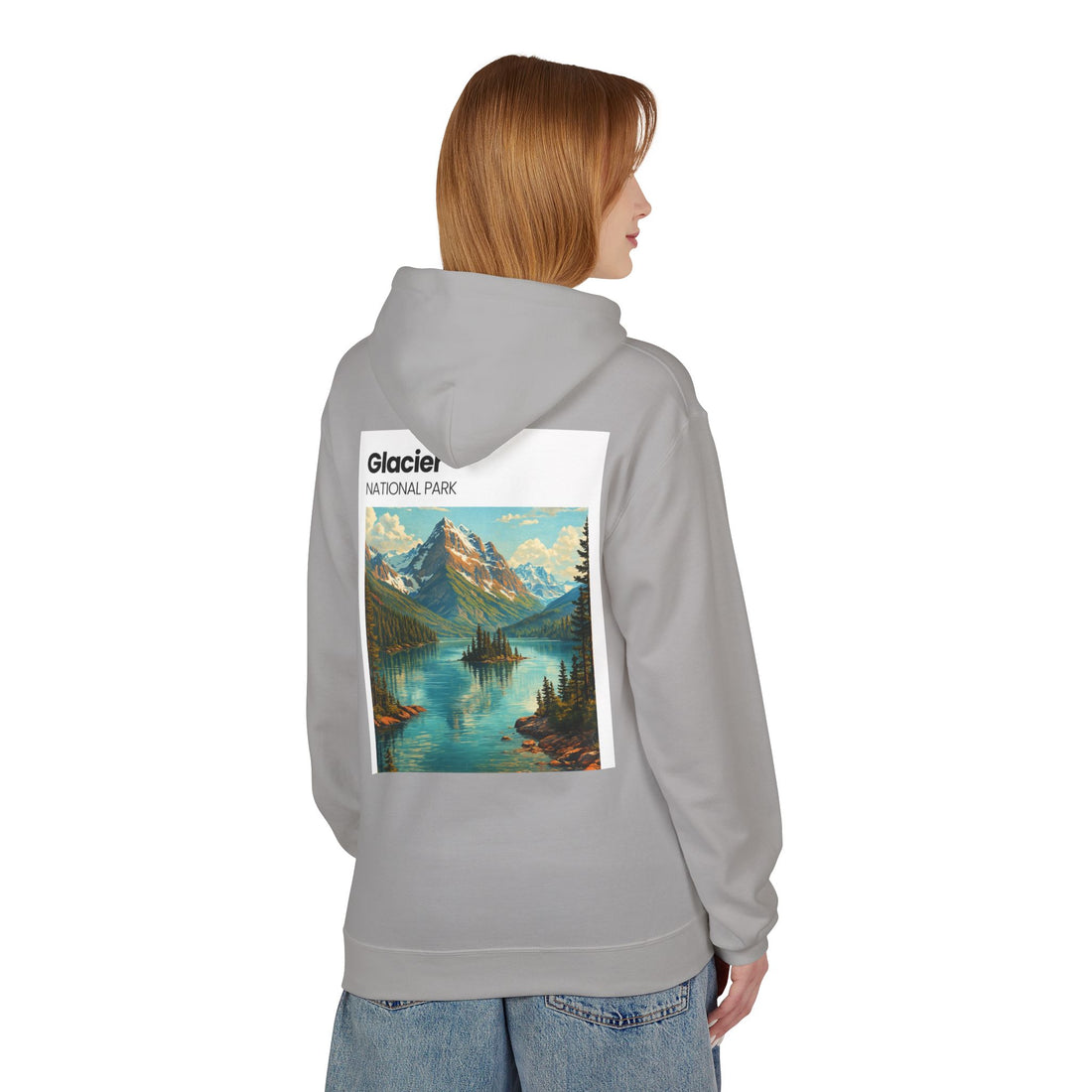 Glacier National Park landscape Hoodie | Retro mountain lake design
