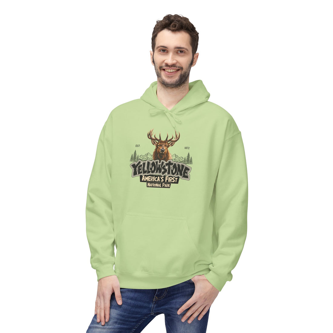 Yellowstone Elk – Where the Wild Still Roams Hoodie Model1