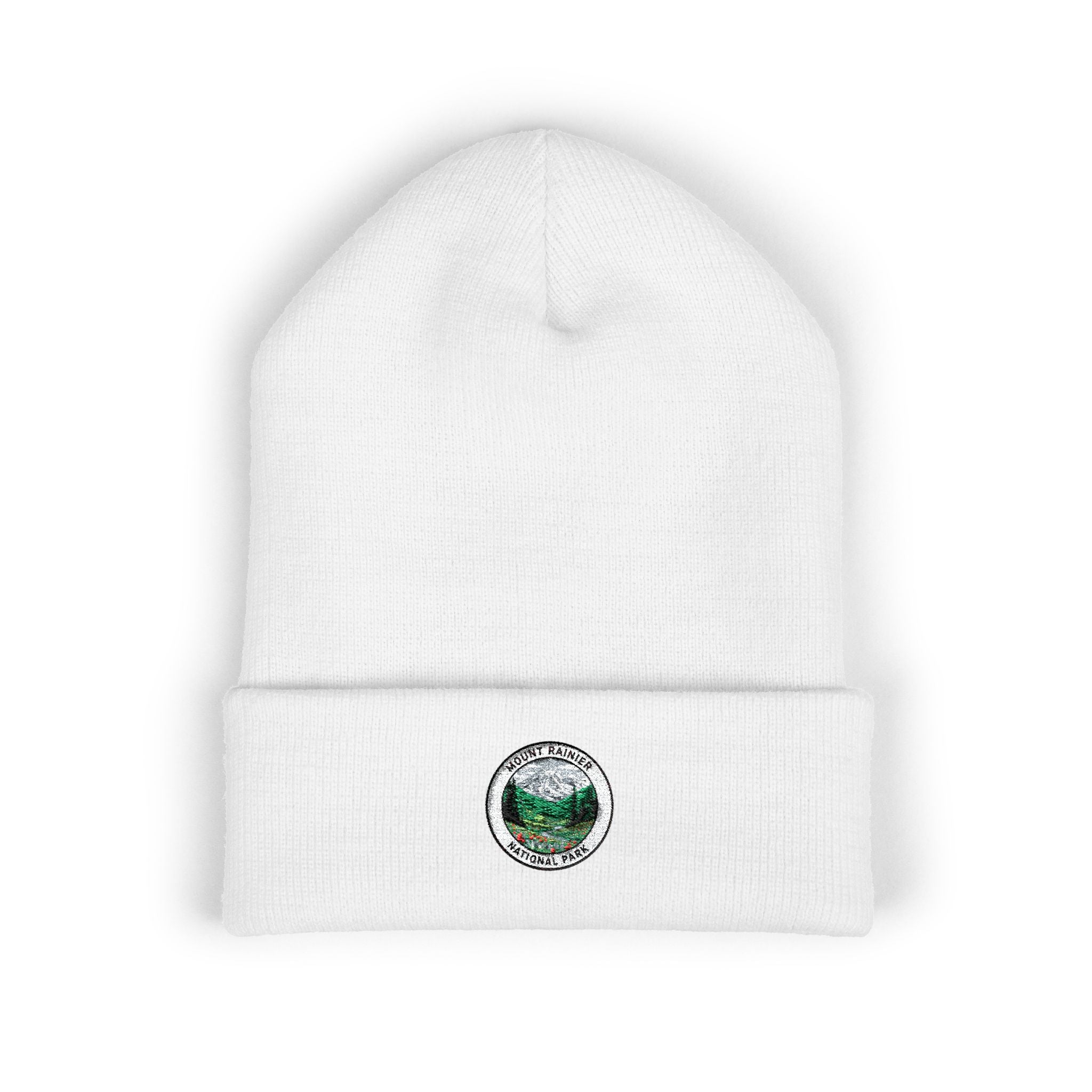 Green Mountain Landscape Beanie | Embroidered Nature Patch