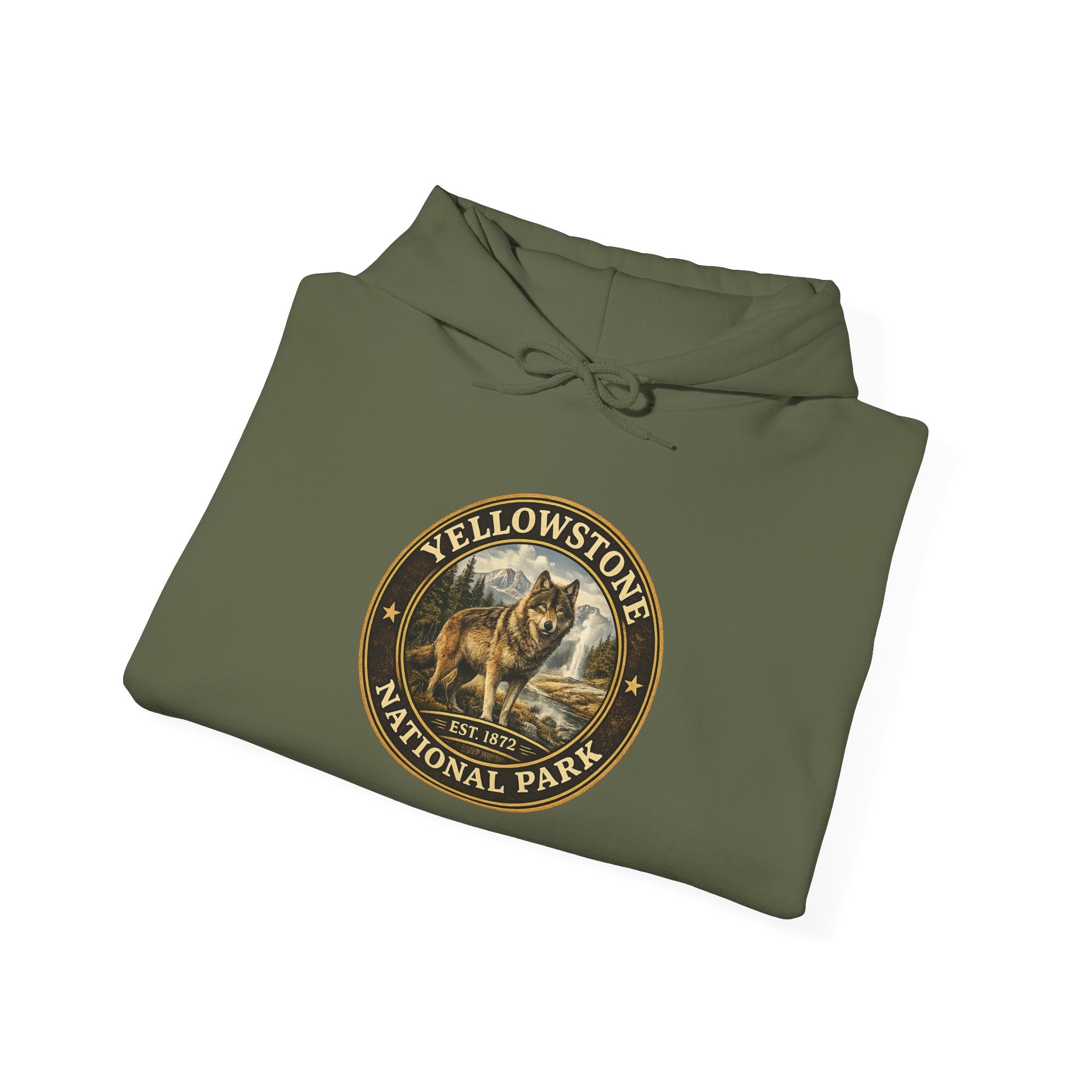 Yellowstone Wolf Round Badge Hoodie