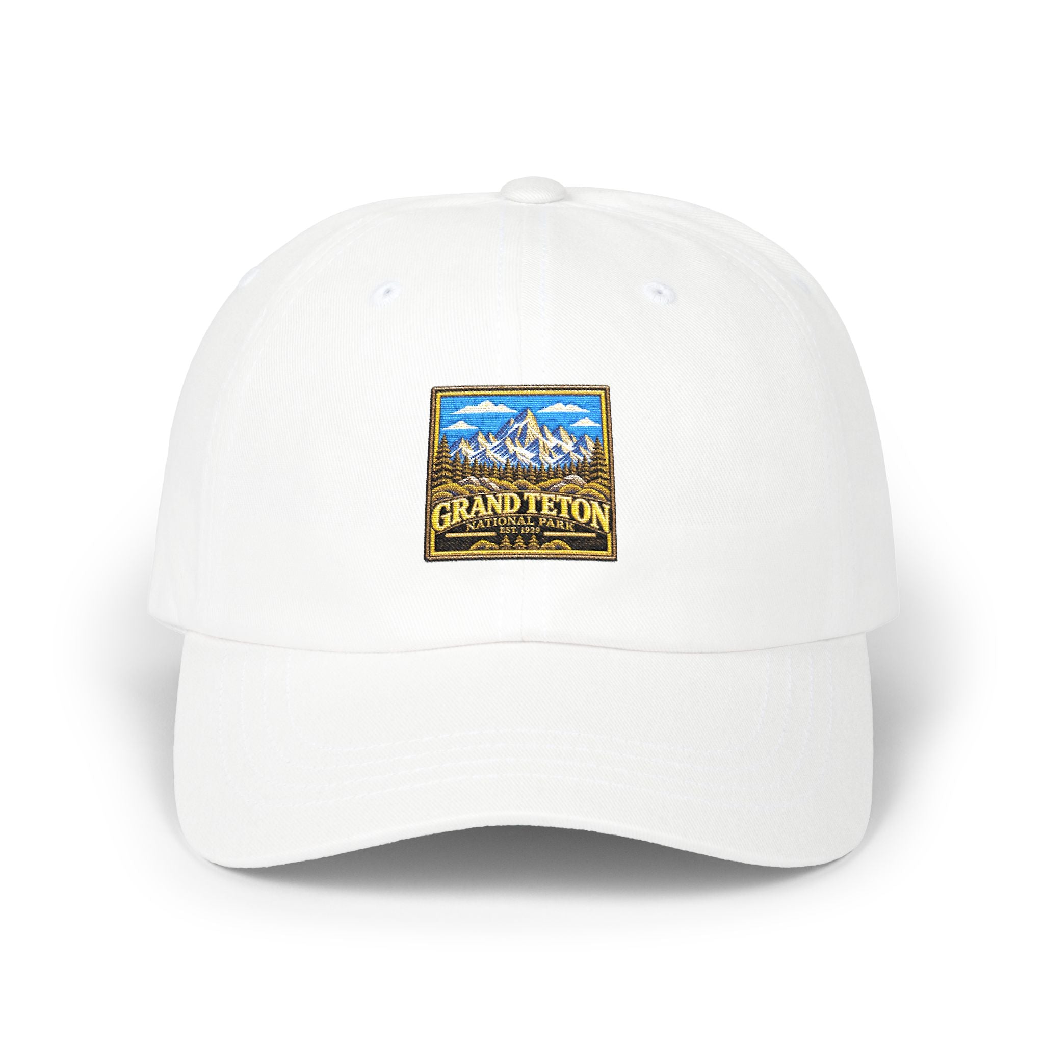Grand Teton National Park Teton Peaks Square Logo Dad Cap
