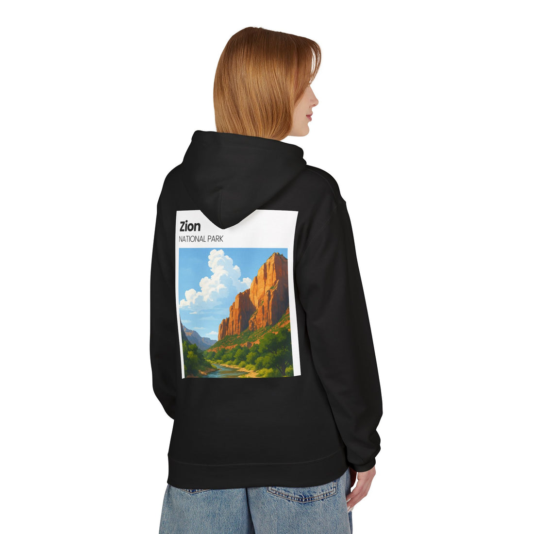 Zion National Park landscape Hoodie | Scenic Canyon Poster back print