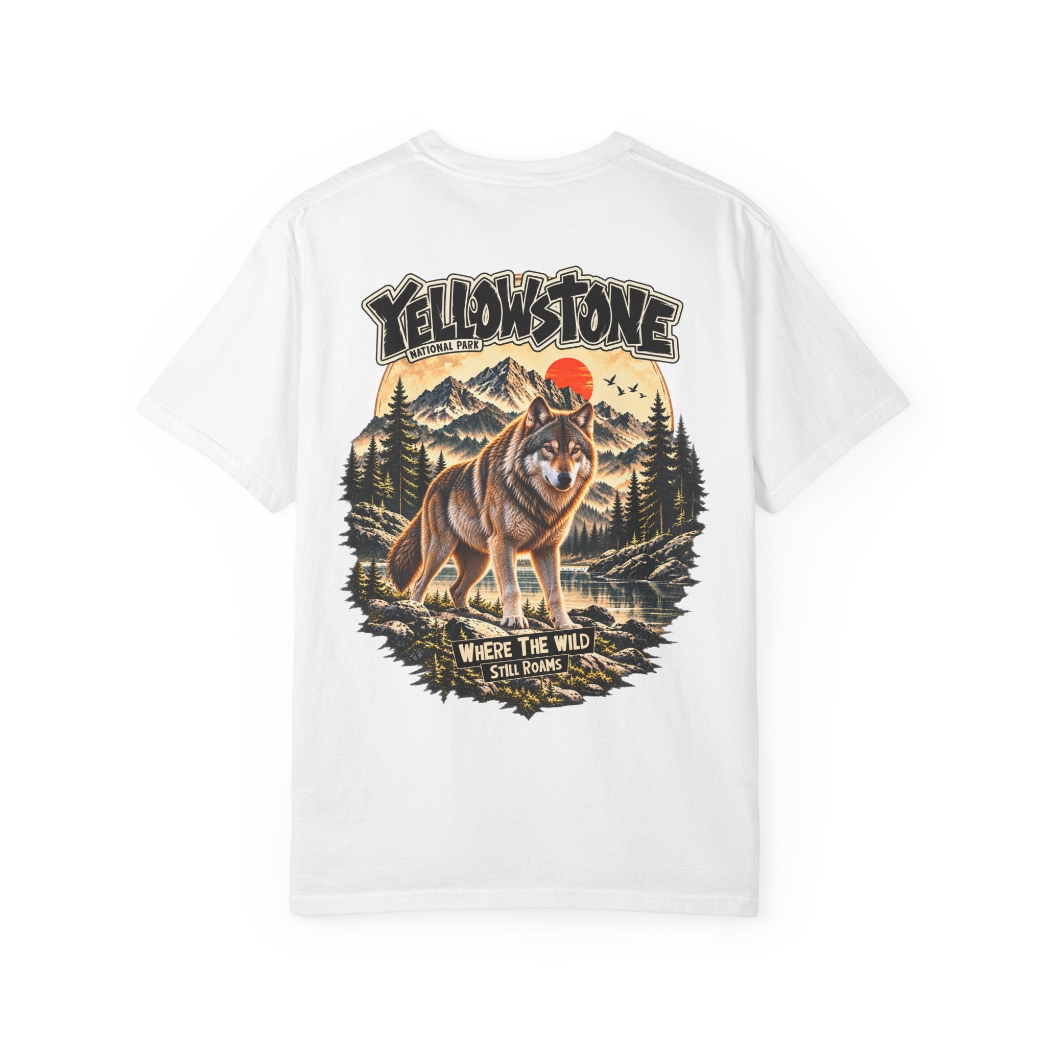 Yellowstone Wolf – Where the Wild Still Roams T-Shirt Model1