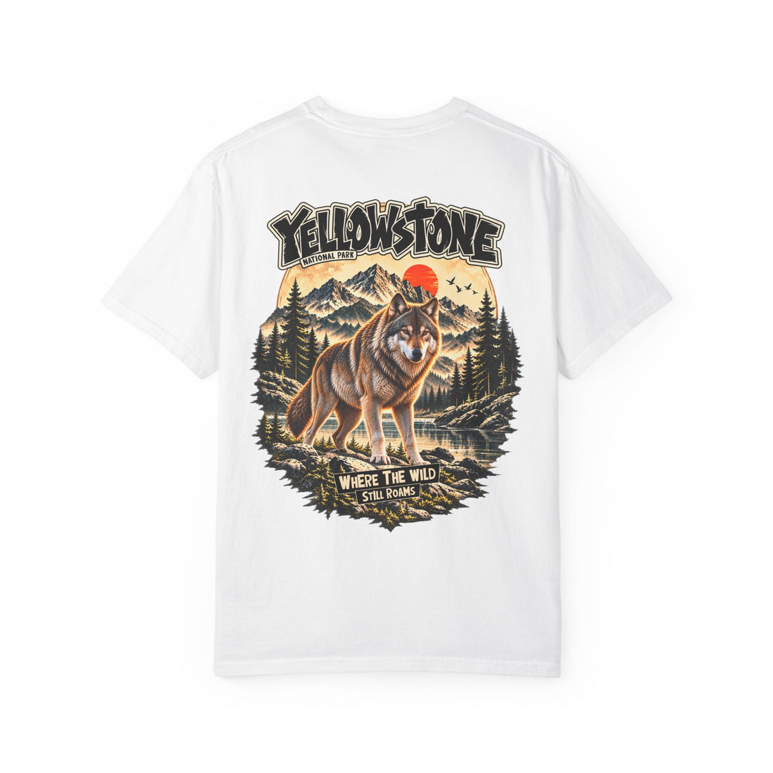 Yellowstone Wolf – Where the Wild Still Roams T-Shirt Model1