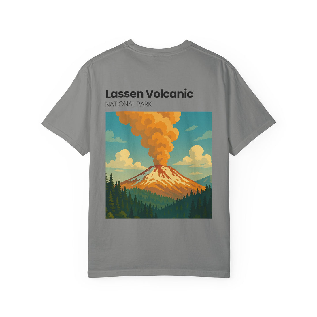 Lassen Volcanic Poster Art T-Shirt | Mountain Eruption Design