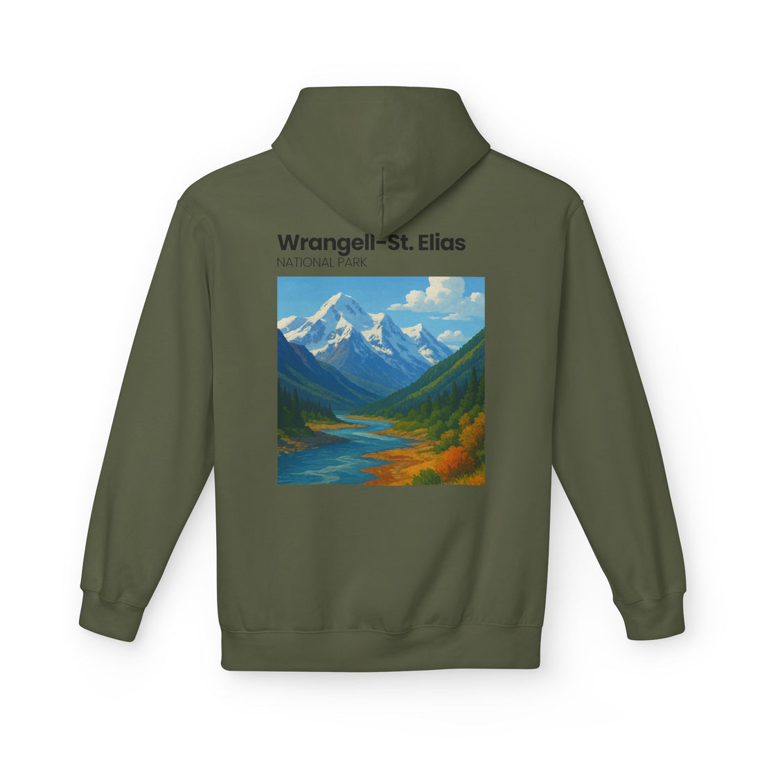 Wrangell–St. Elias National Park landscape Hoodie | Mountain river art