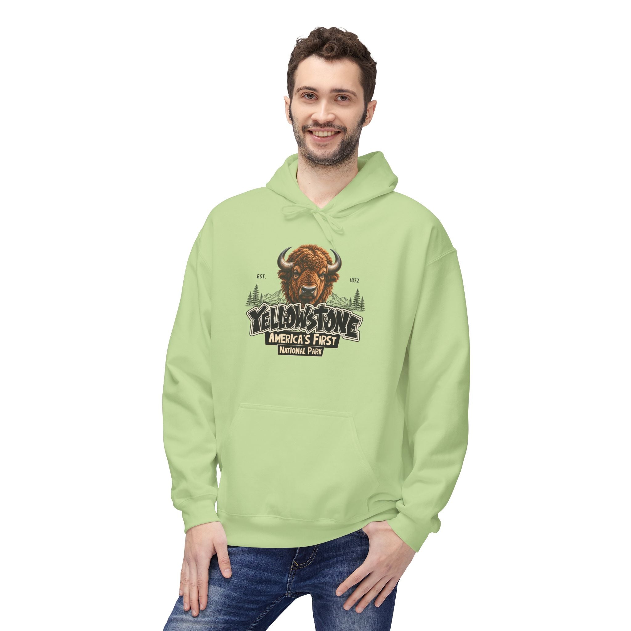 Yellowstone Bison – Where the Wild Still Roams Hoodie Model2